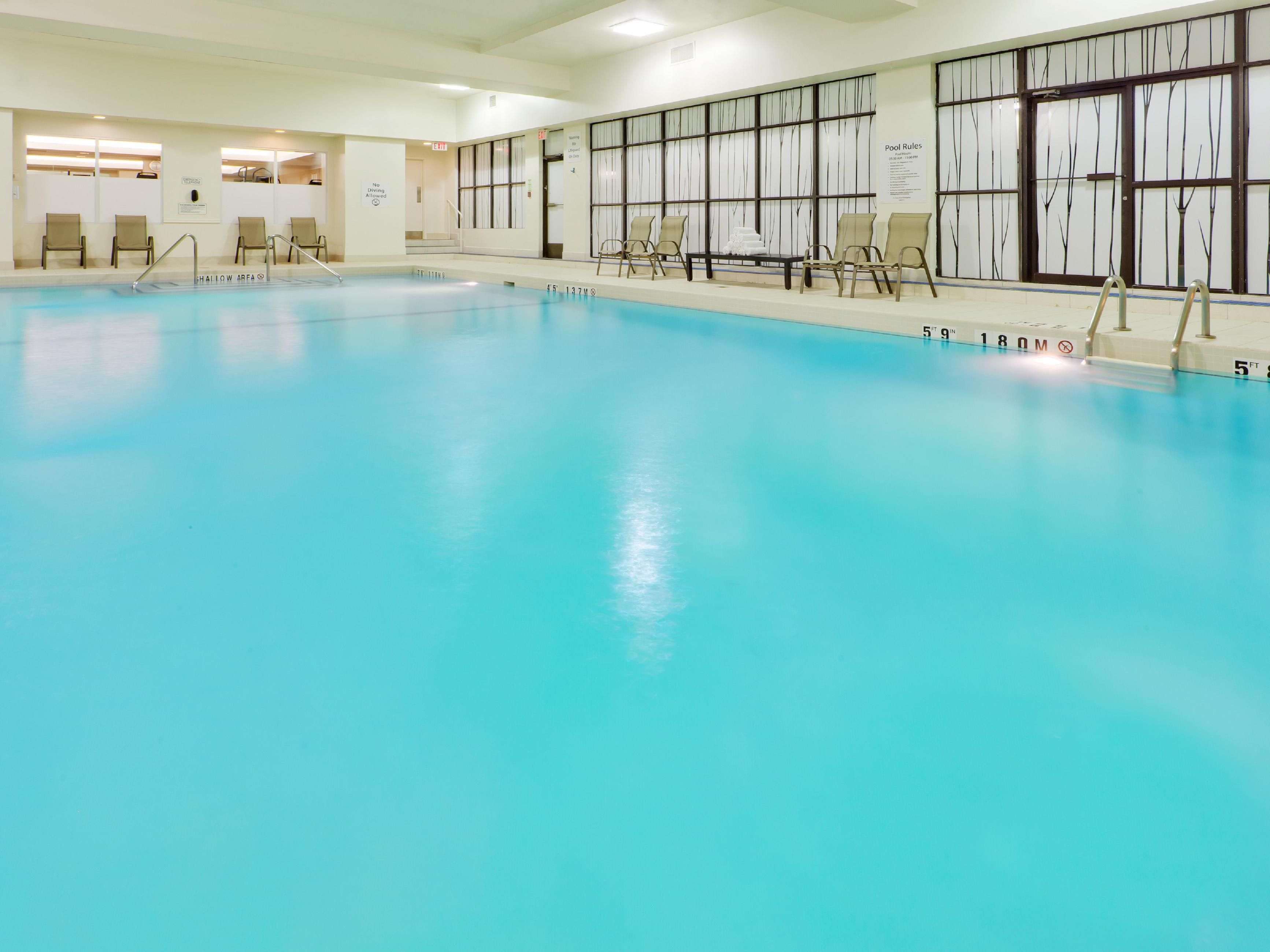 Our indoor heated pool is now open with capacity limits in place