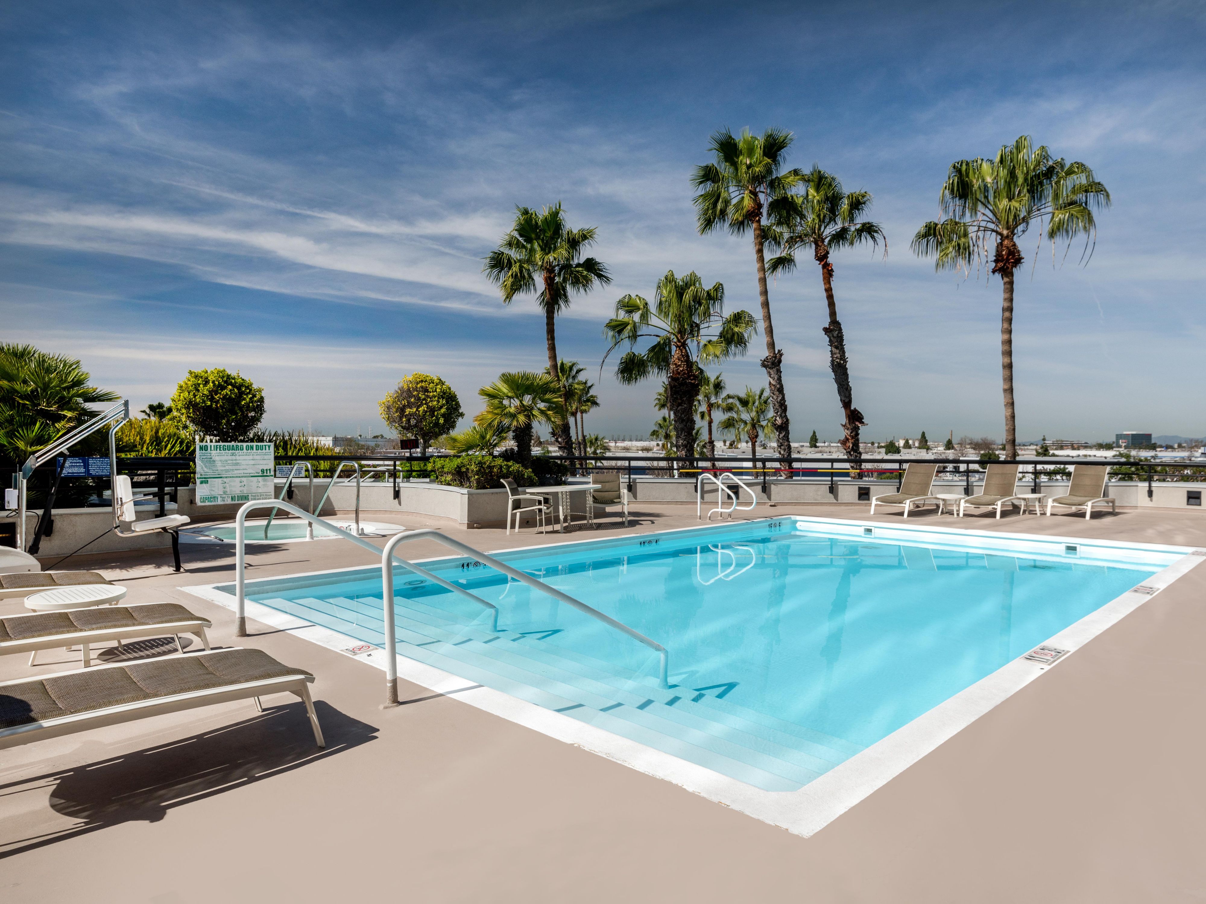 Take in the view from our rooftop pool in sunny Torrance CA.