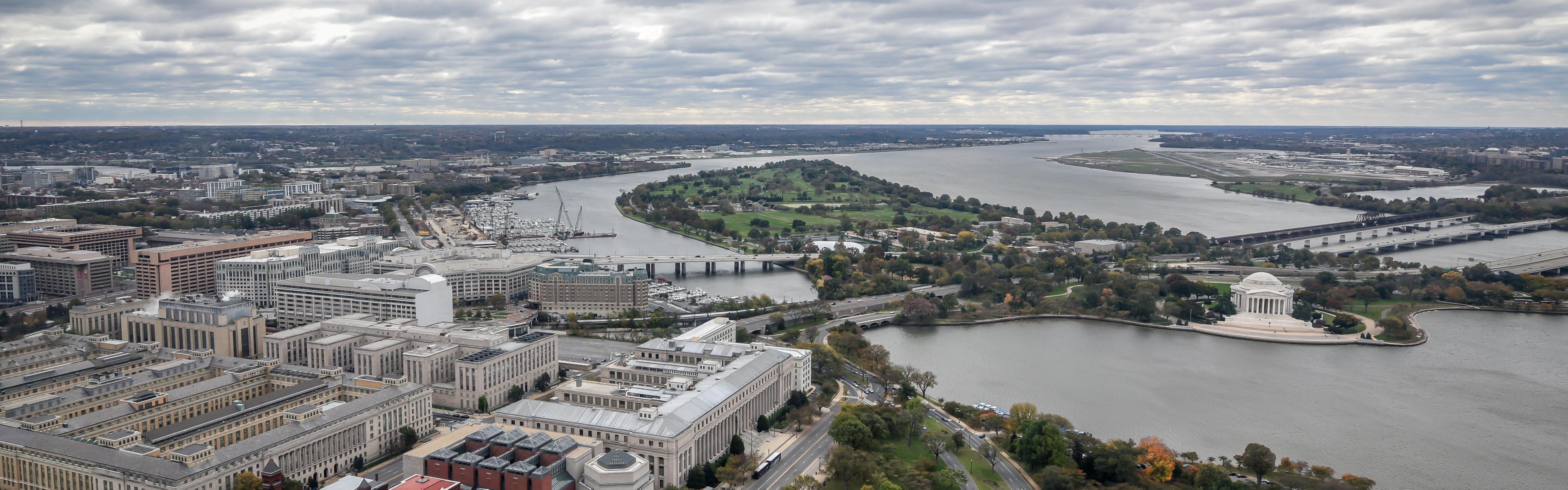 Aerial view of the National Mall and Tidal Basin
