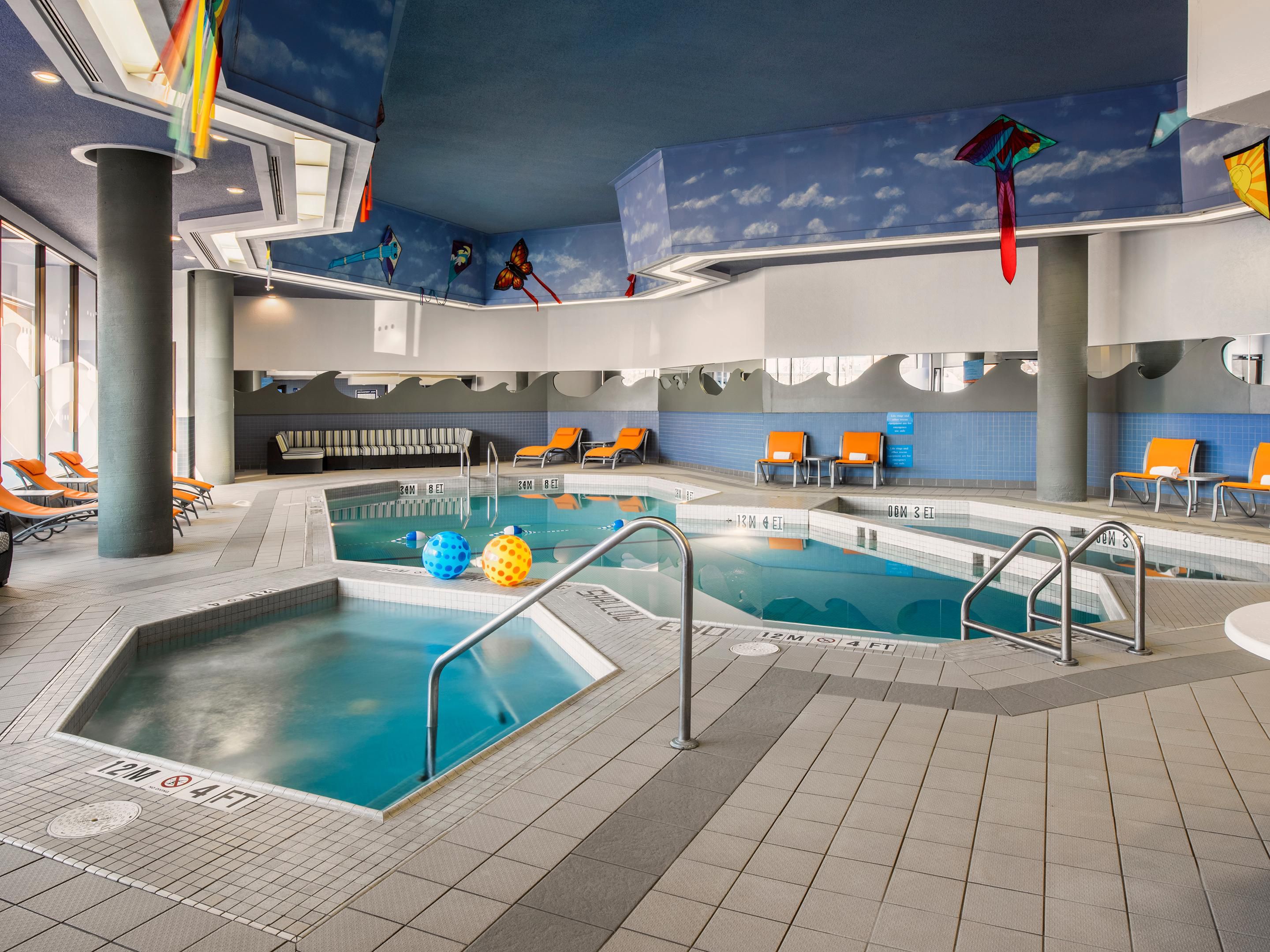 Enjoy at our hotel indoor pool, where relaxation meets excitement. Whether you're traveling for business or pleasure, nothing beats a refreshing swim or a soothing soak in a playfully designed indoor pool.