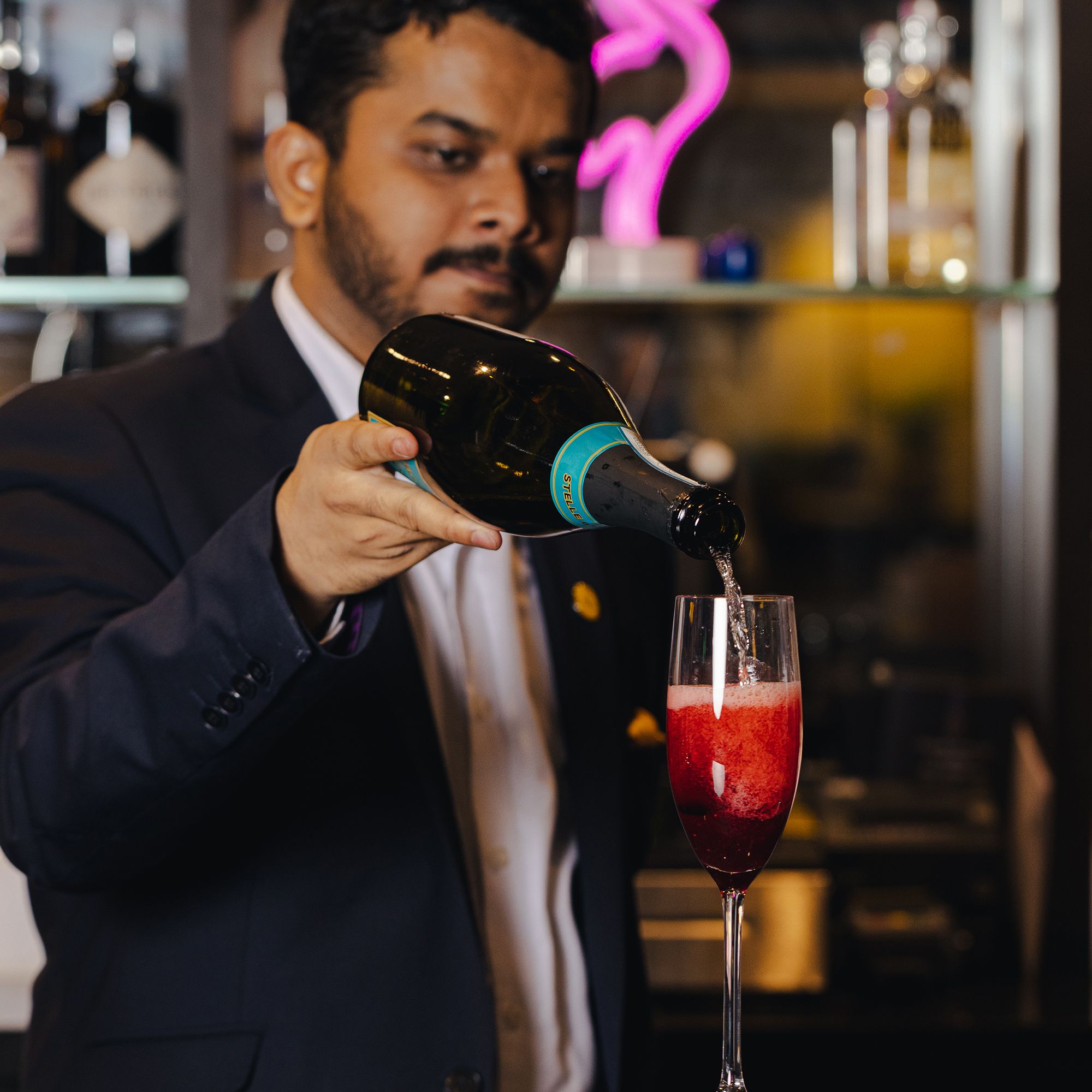 Bartender pouring a beverage