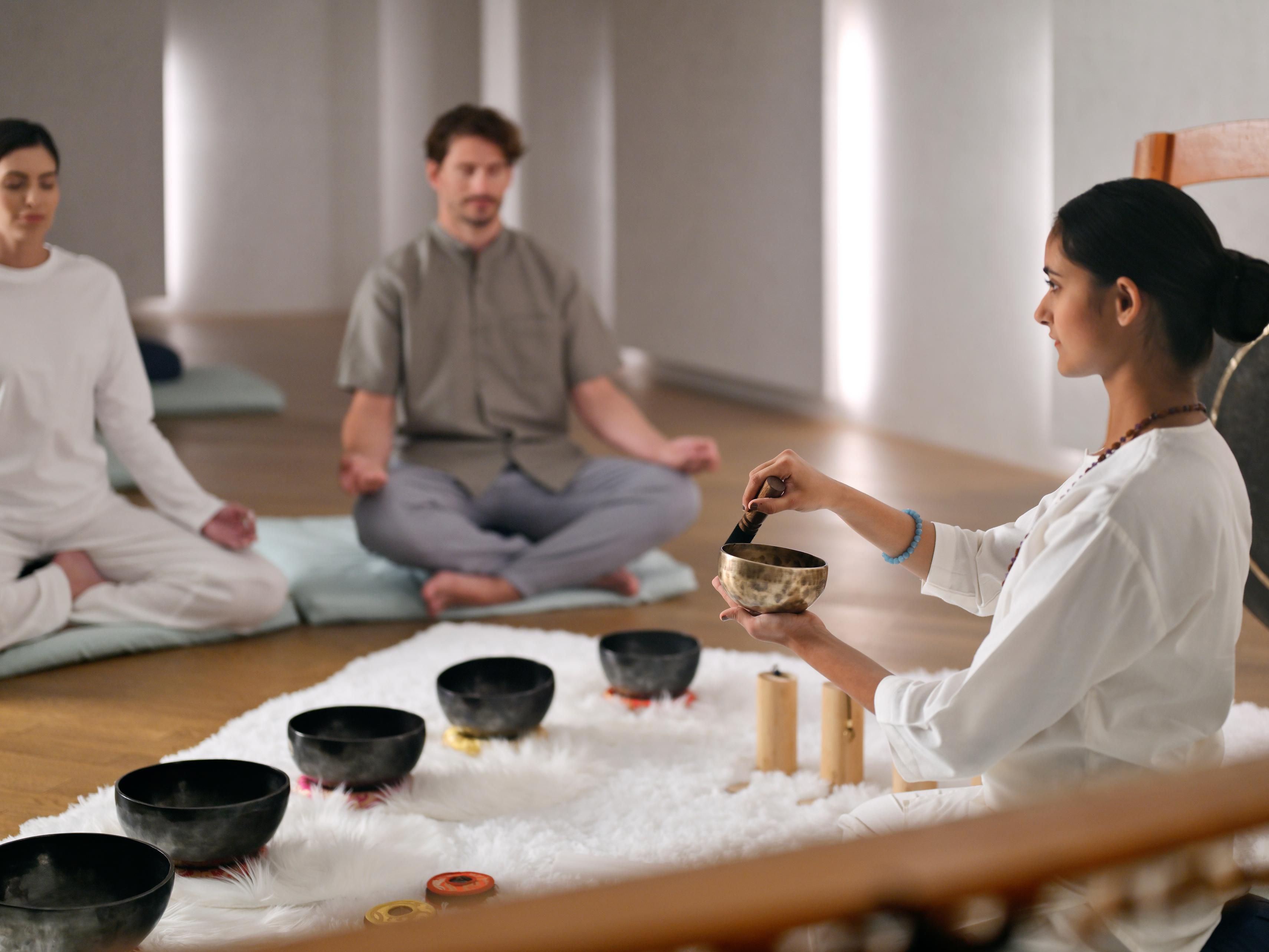 Experience deep relaxation with Jala Spa & Wellness’ Sound Healing sessions using crystal and Himalayan bowls, chimes, and ocean drums. These 30–60 min therapies balance mind, body & spirit. Complement your visit with calming yoga, join our free 45-min classes or book a private session for a deeper experience