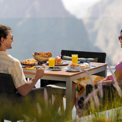 Enjoy breakfast outdoors with a view to remember