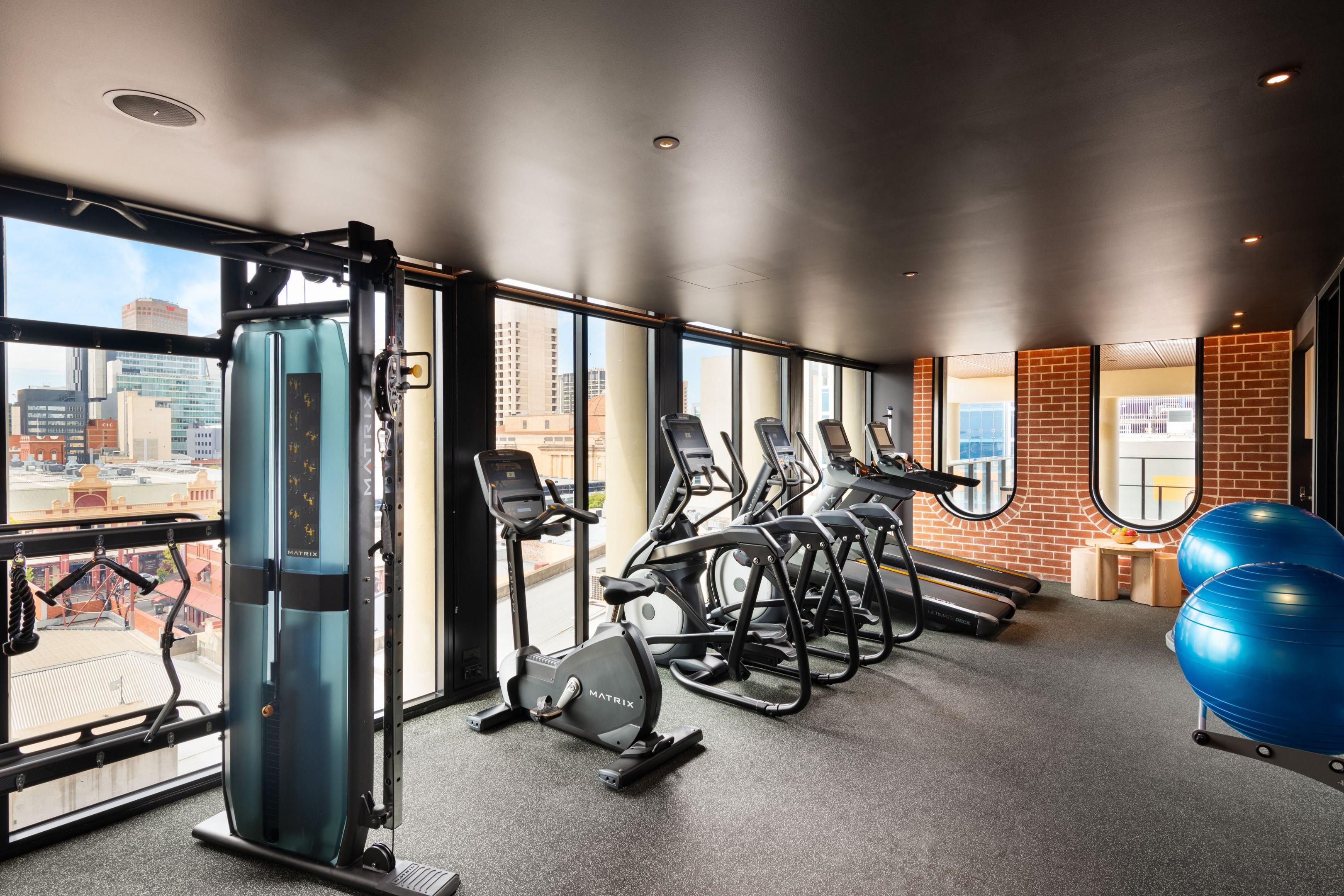 Sweat out the stress of the day in our 24/7 gym available on level 4. With access using your room key card, our gym has all new equipment and some spectacular views of the Adelaide Central Market. Working out has never looked this good.