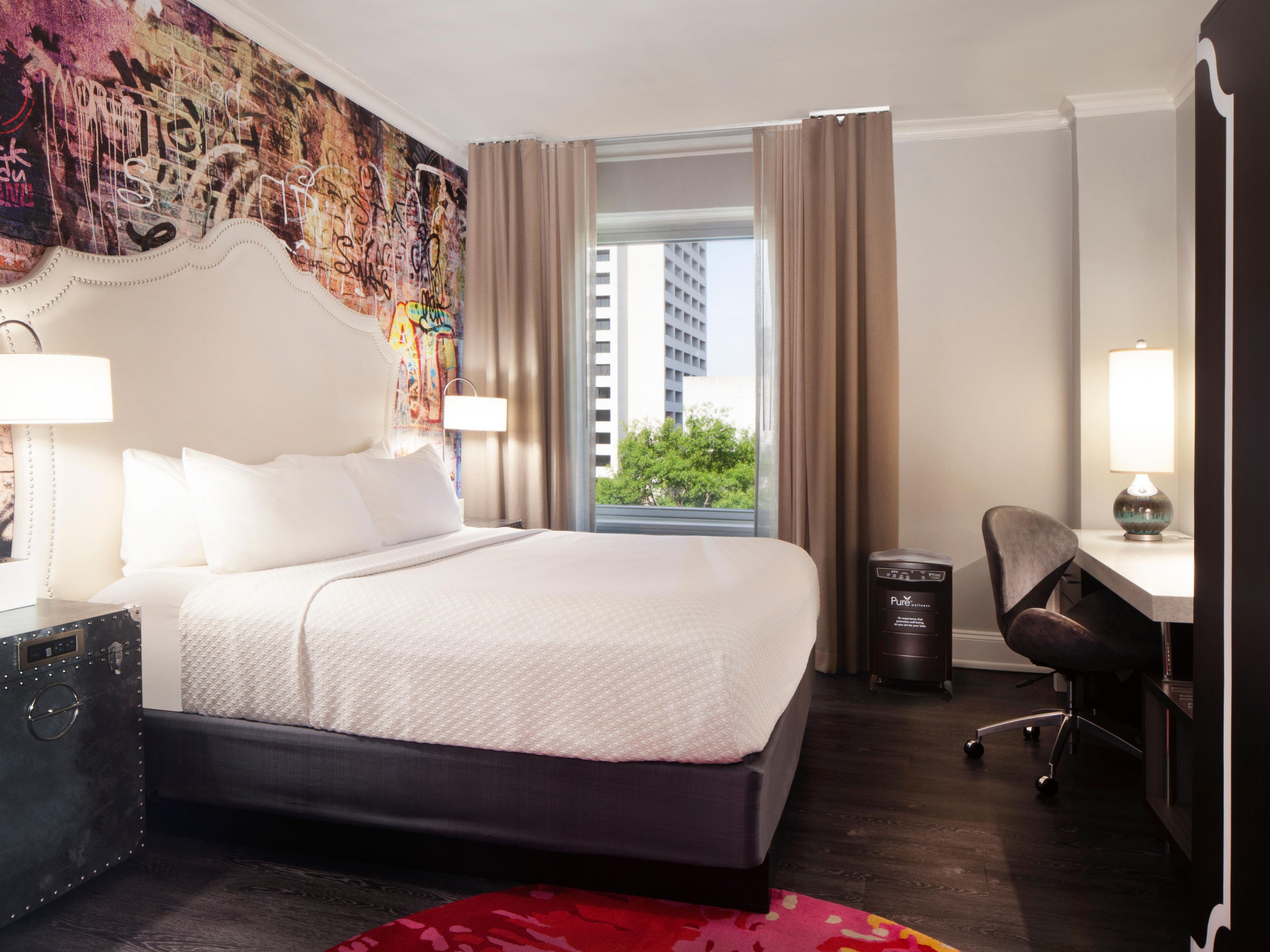 For those seeking enhanced wellness experience, our PURE Rooms provide an environment that promotes well-being and relaxation. These hypoallergenic rooms undergo a comprehensive purification process to eliminate allergens and irritants, ensuring you breathe easier and sleep soundly. Enjoy the ultimate peace in a space designed for your health.