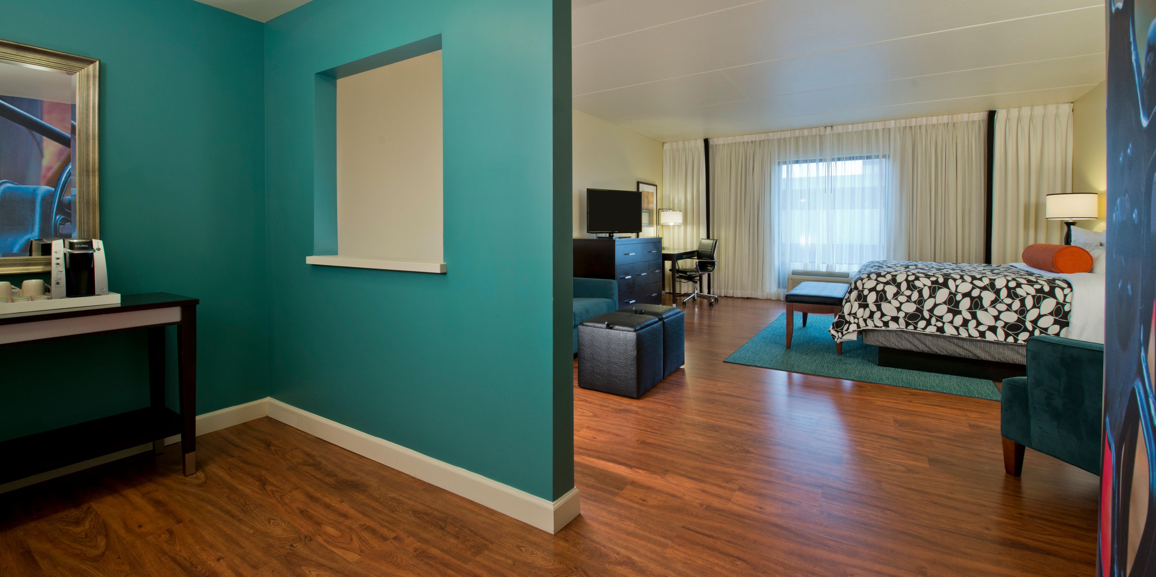 Sleep up to 4 with a king bed and sofa bed in this spacious room