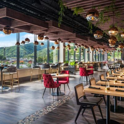 Rooftop restaurant with Smoky Mountain views in Gatlinburg