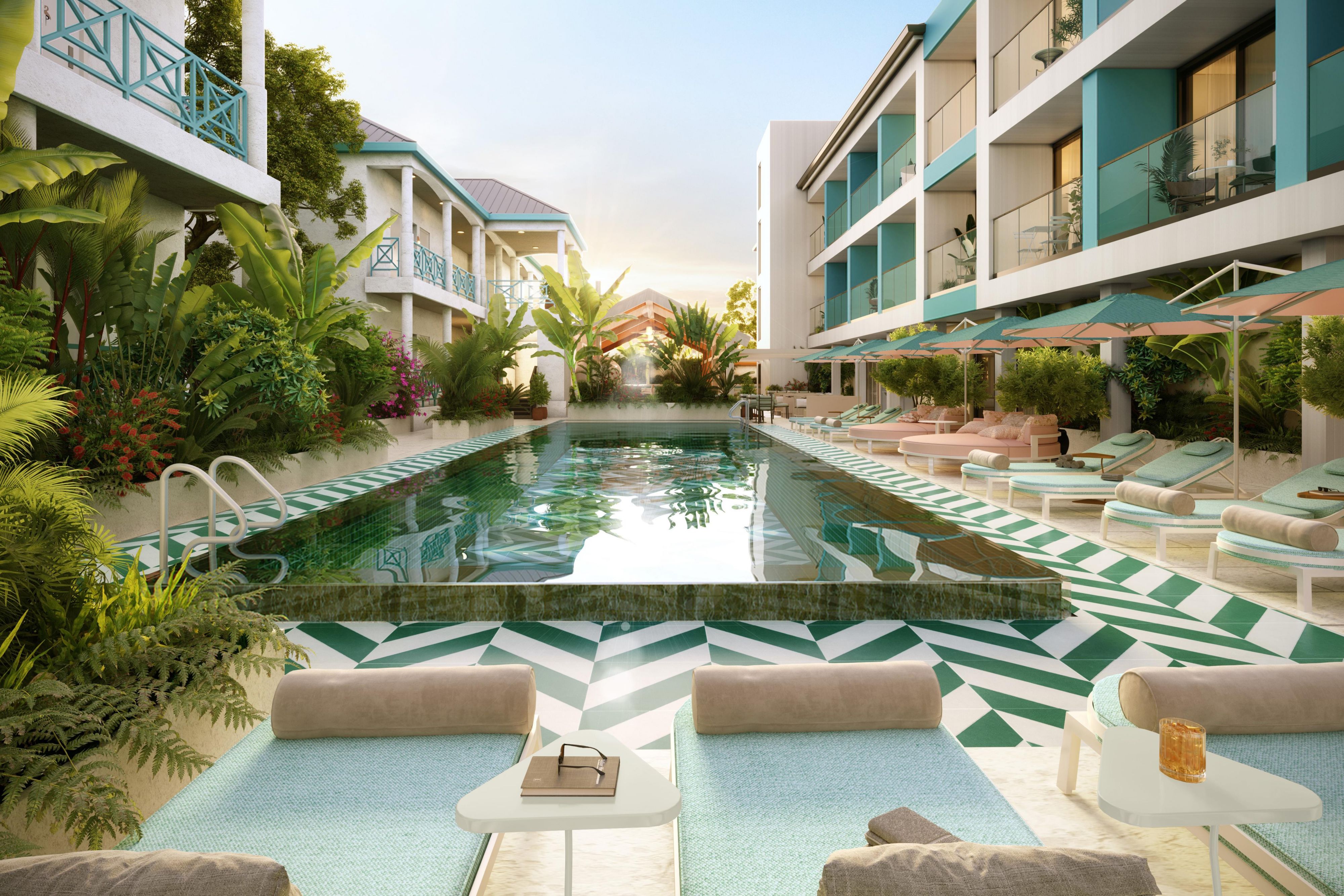 The central pool at Hotel Indigo Tuerks and Caicos.
