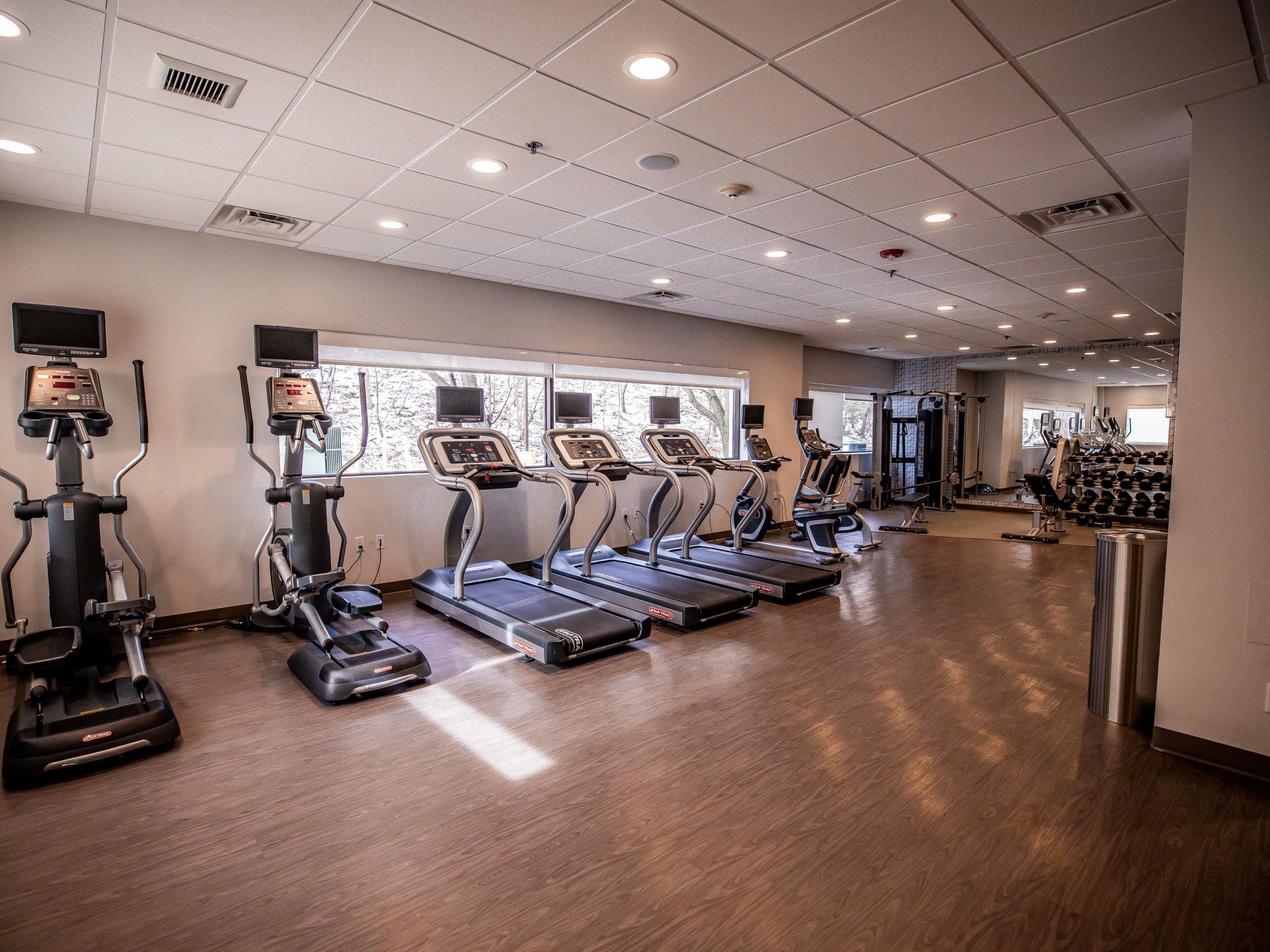 Take charge of your fitness at our Harrisburg-Hershey hotel, with our fully equipped fitness center. Indulge in a cardio workout with treadmills, elliptical machines, and stationary bikes, or strengthen and tone with free weights, yoga mats, and balance balls. With round-the-clock access, enjoy the convenience of working out on your own schedule. 