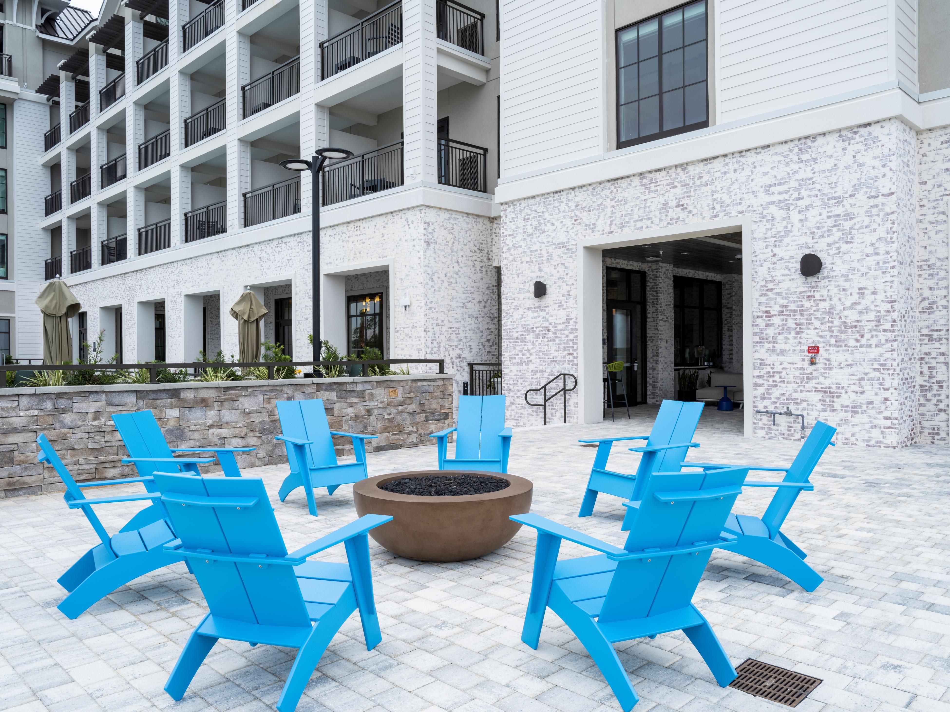 Unwind in our inviting outdoor spaces, where cozy firepits and bayfront seating set the scene for relaxation and connection. Whether enjoying a quiet evening with a cocktail or gathering with friends, our scenic waterfront setting offers the perfect ambiance to soak in breathtaking sunsets over St. Andrews Bay.