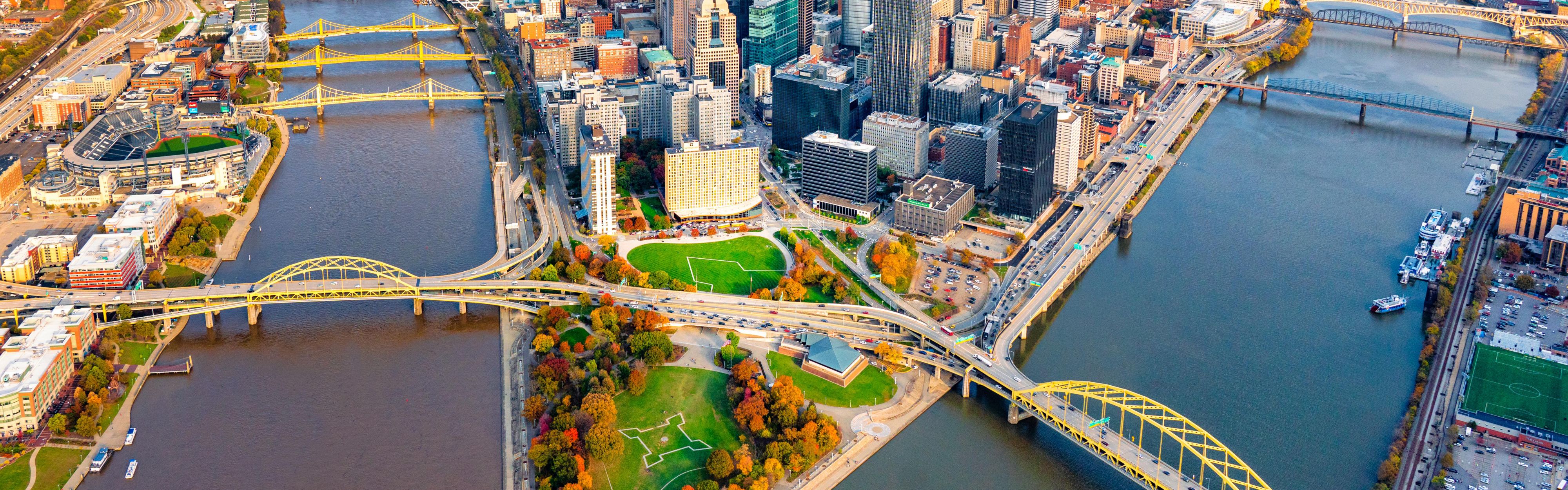 Pittsburgh city aerial views photo credit Dustin McGrew