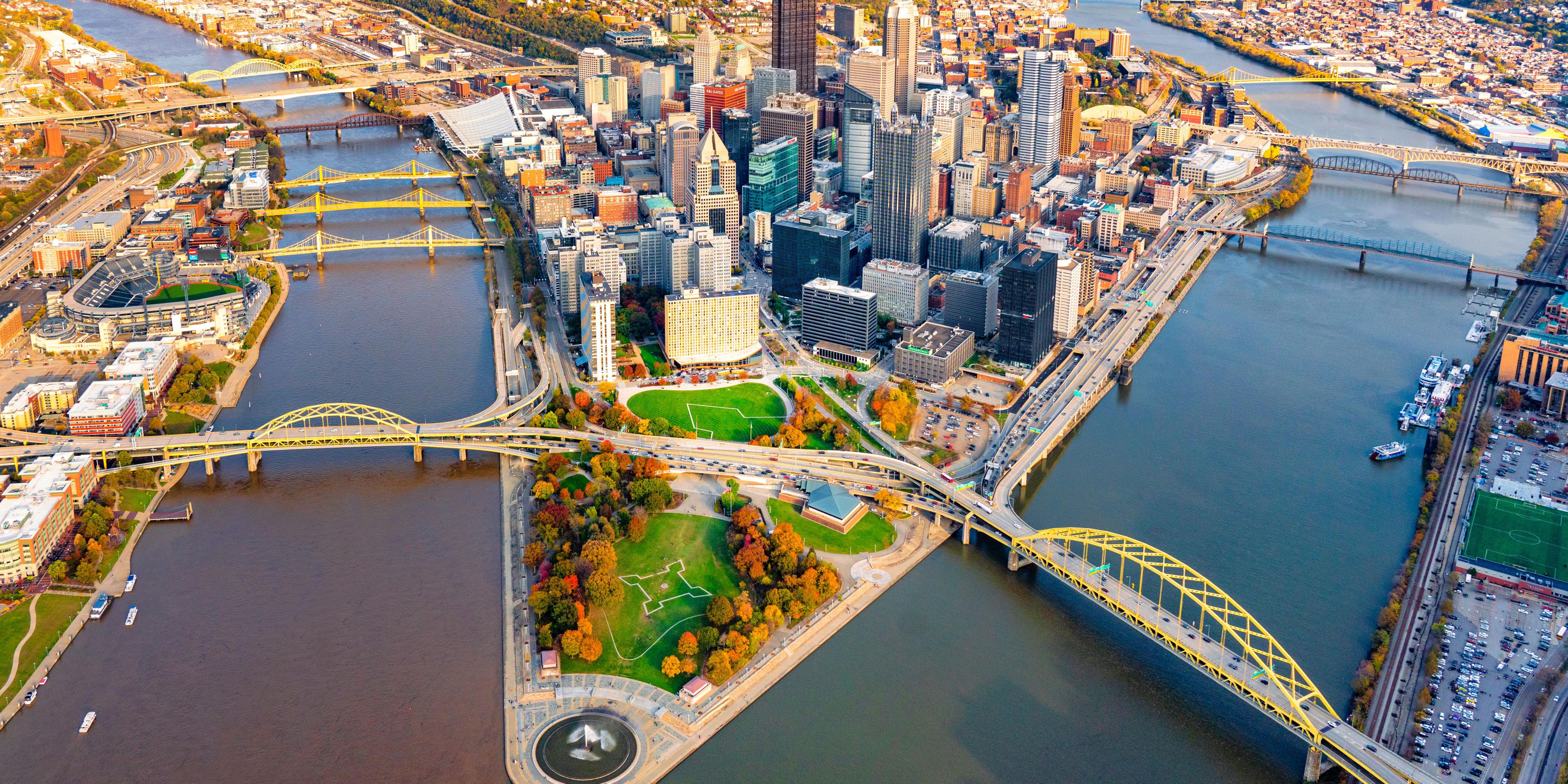 Pittsburgh city aerial views photo credit Dustin McGrew