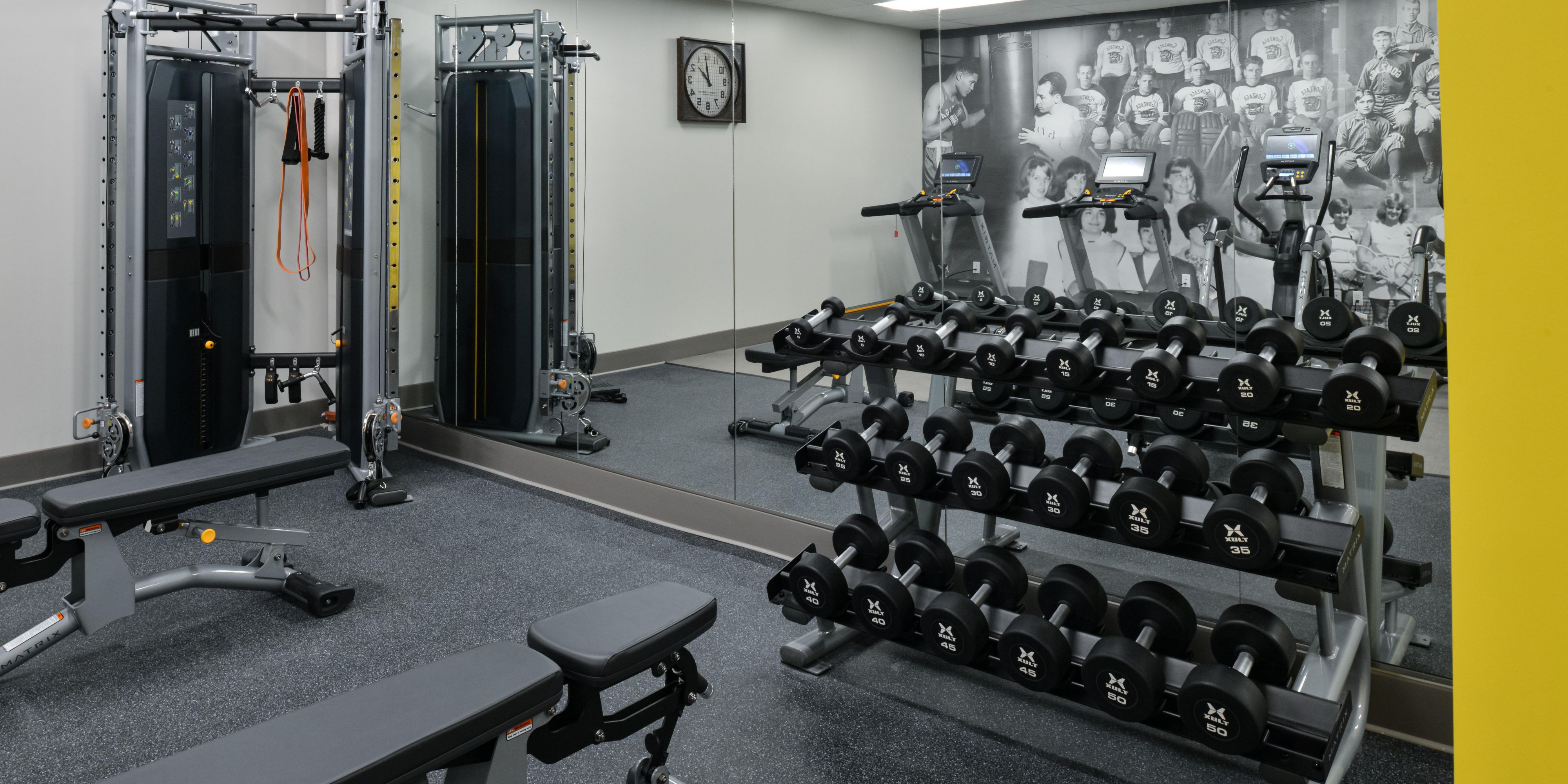 24 hour fitness center with a great selection of equipment.