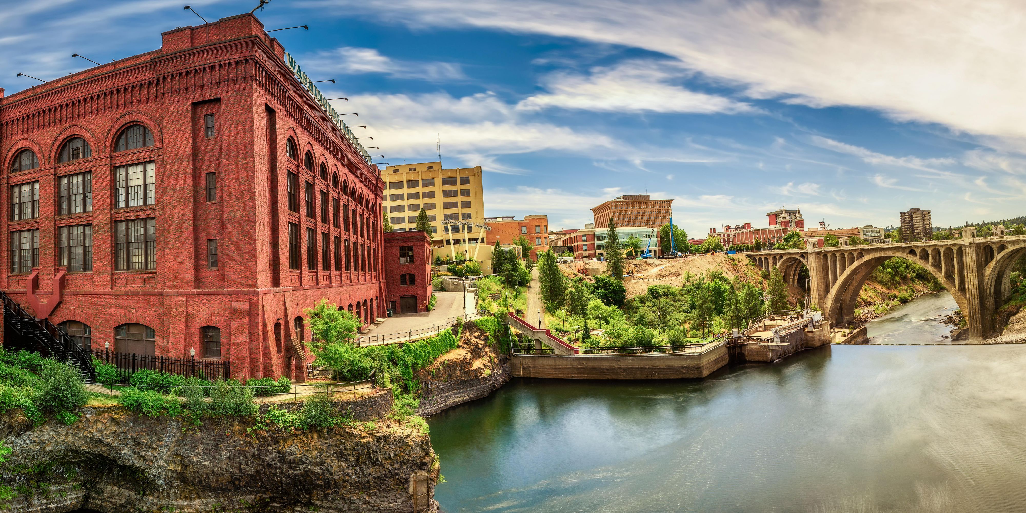 Washington Water Power building & Monroe St Bridge in downtown
