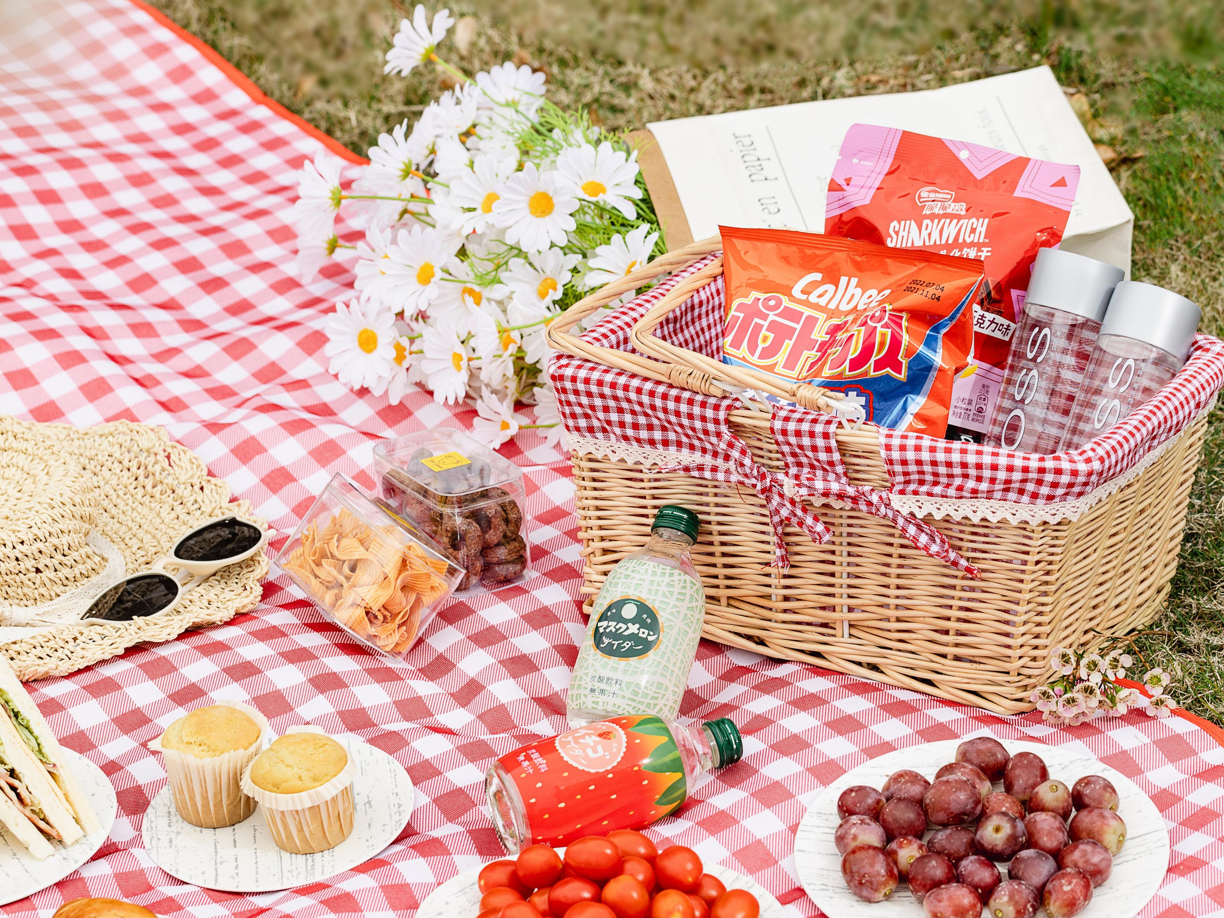 We have prepared everything you need for a cozy spring picnic. right here, right now. Enjoy a lakeside picnic with our muffins, croissants, sandwiches, two bottles of sparkling drinks, fresh fruits, snacks and mineral water.