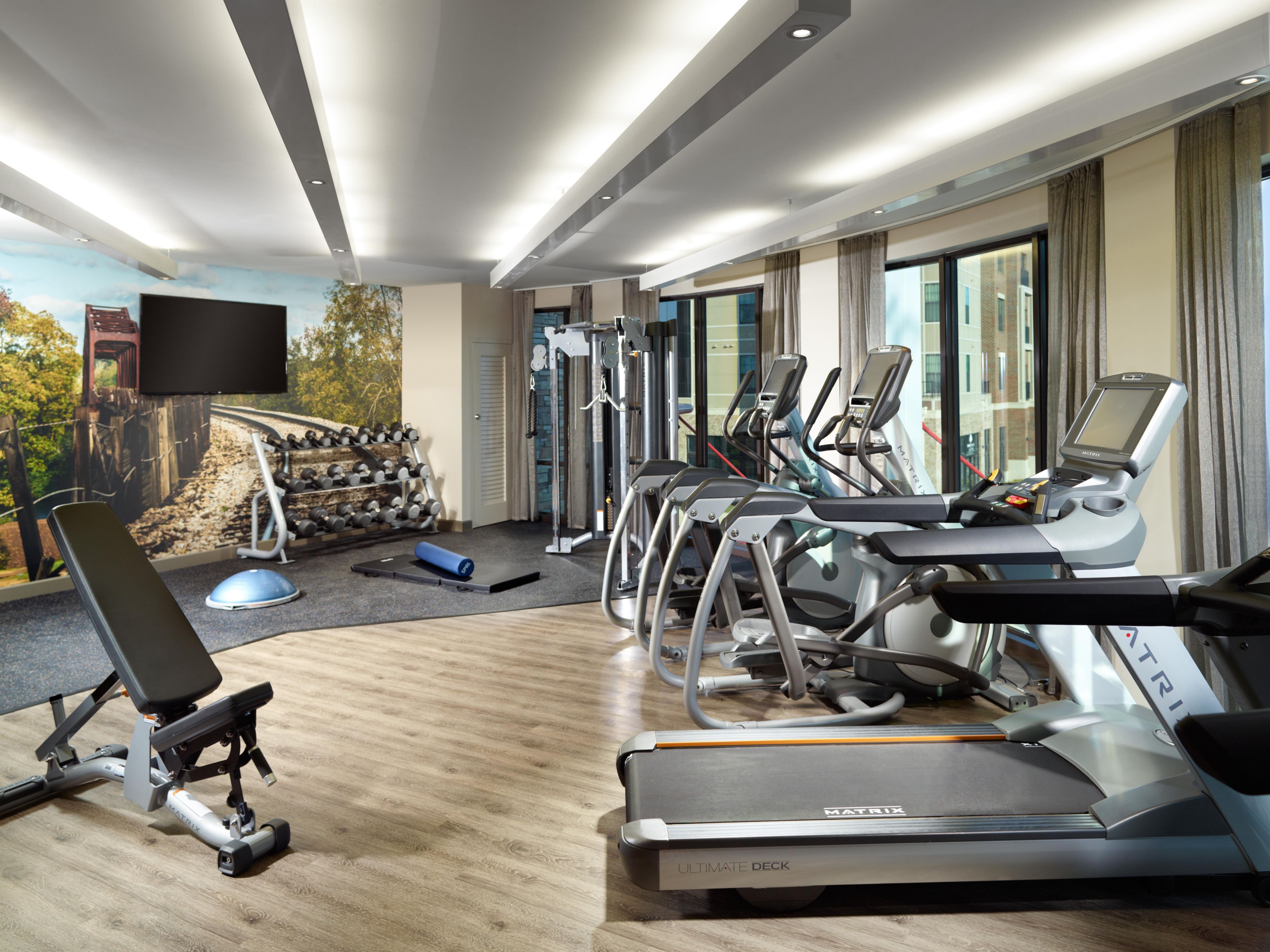 Enjoy our Fitness Center open 24 hours. We offer towels and a water bottle filling station. 