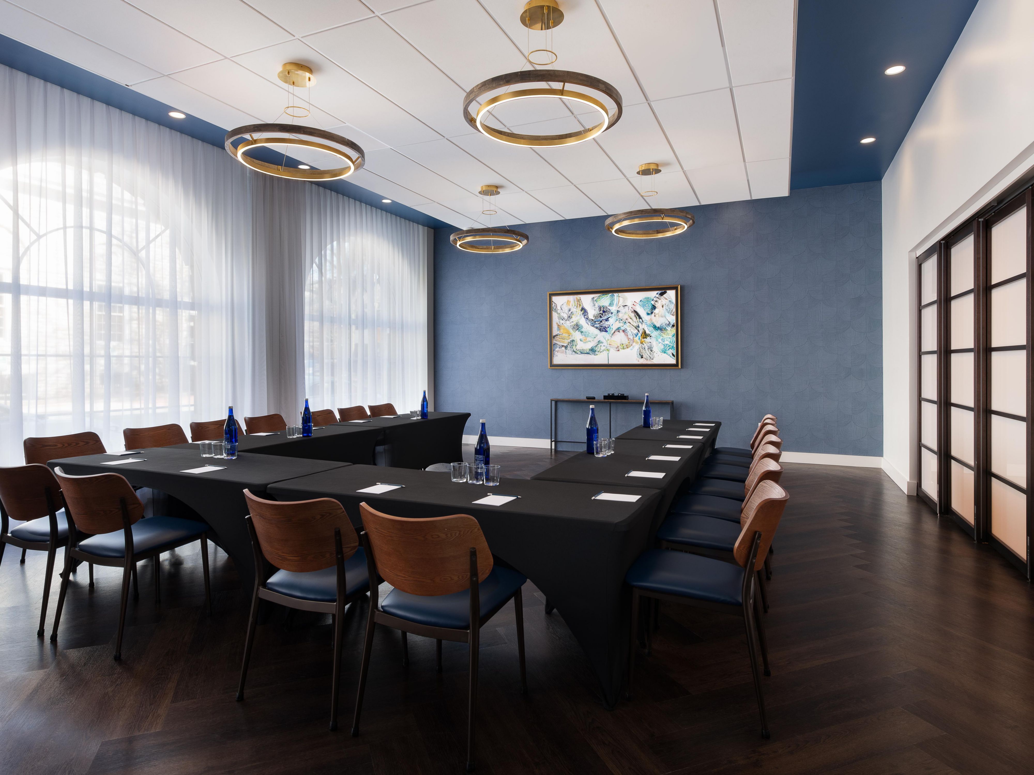 Business meetings and social gatherings come to life in our 1,100 sq ft venue for up to 74 guests. With modern amenities, flexible layouts, catering options, and personalized service, we ensure your event is both seamless and memorable.