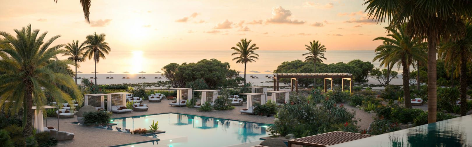 Aerial view of beachfront resort