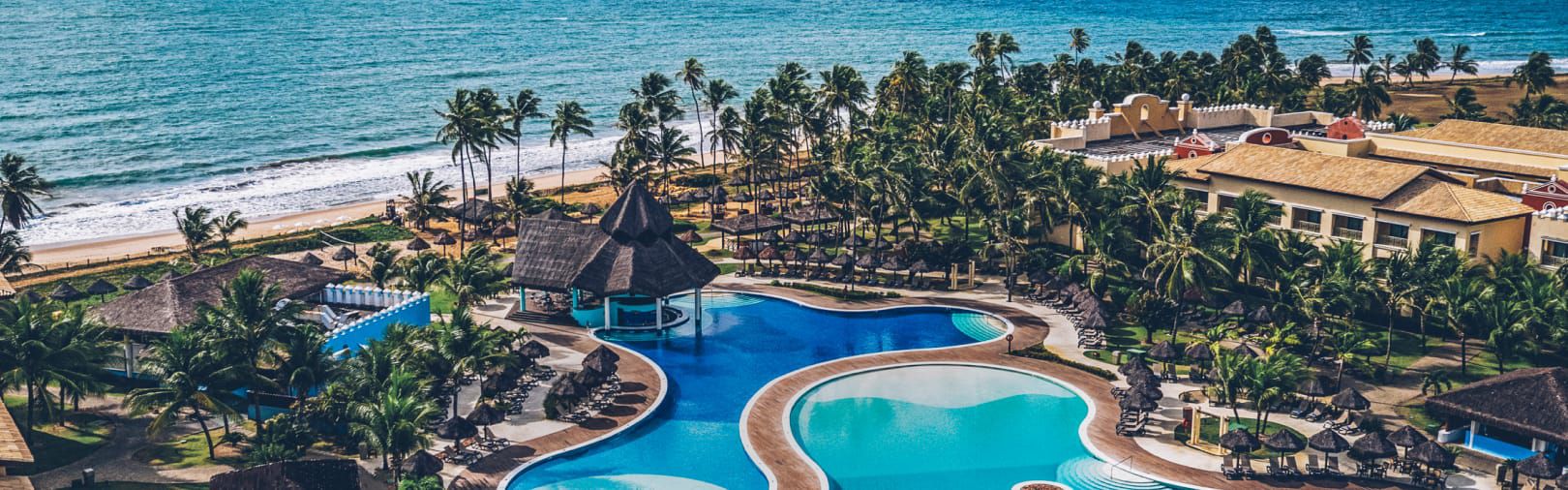 Aerial view of beachfront resort
