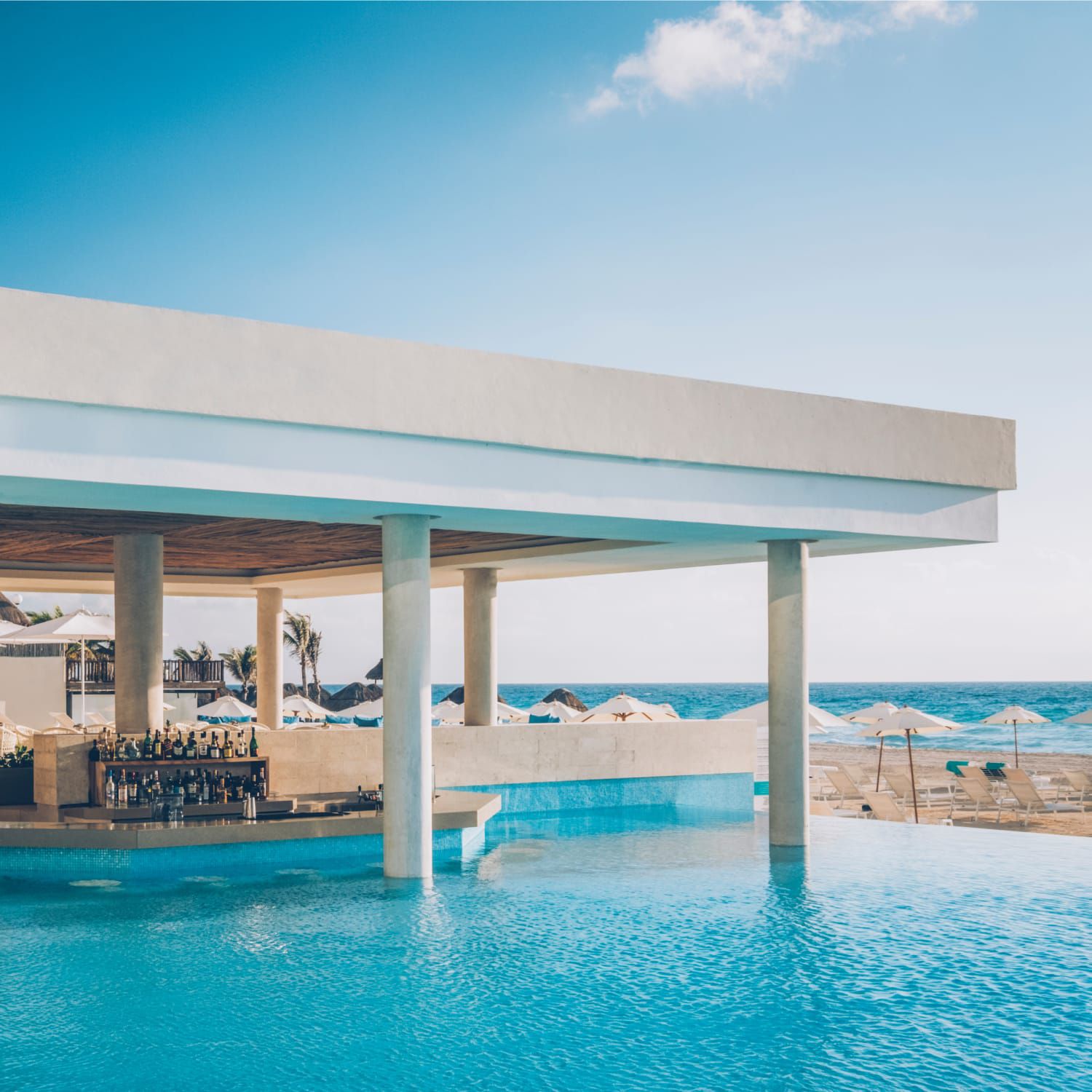Swim up bar overlooking the ocean