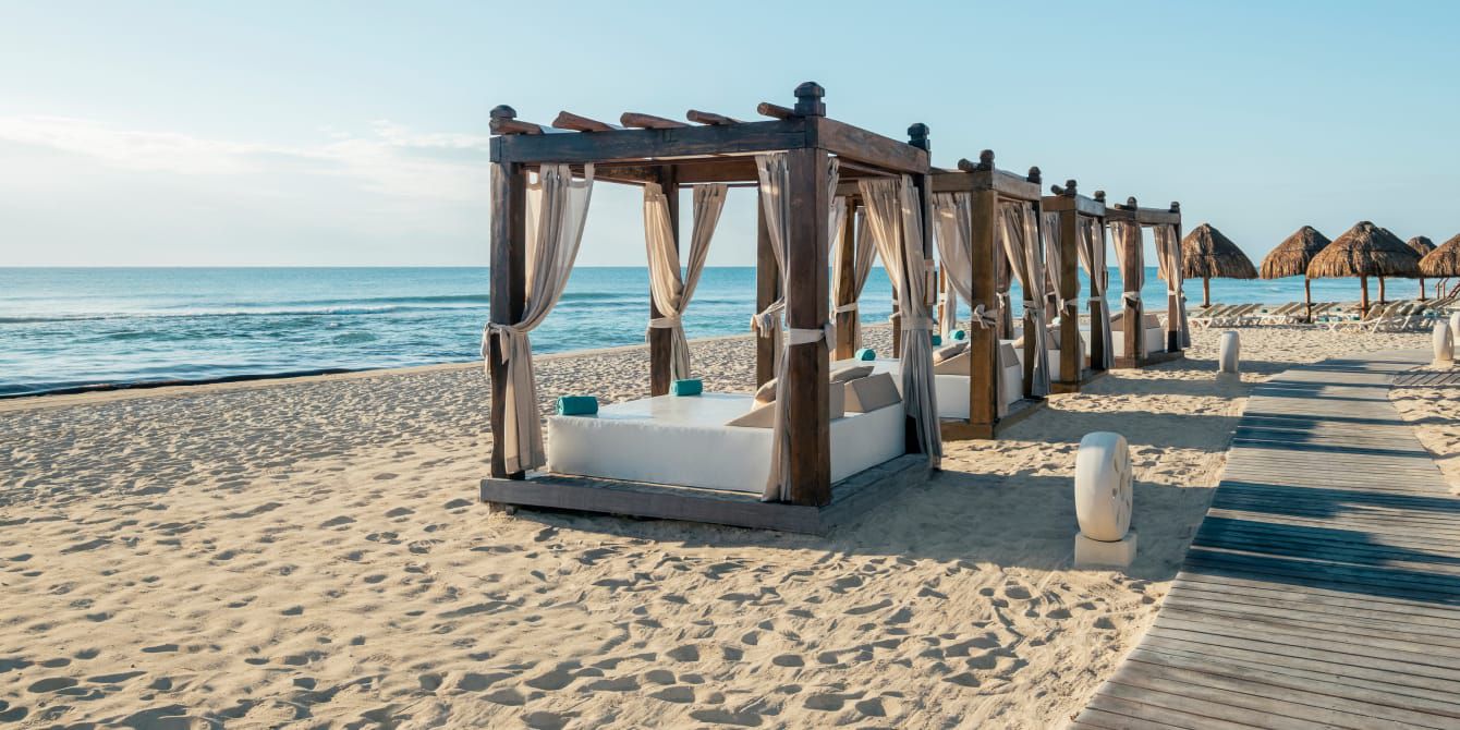 Line of personal cabanas on a beach