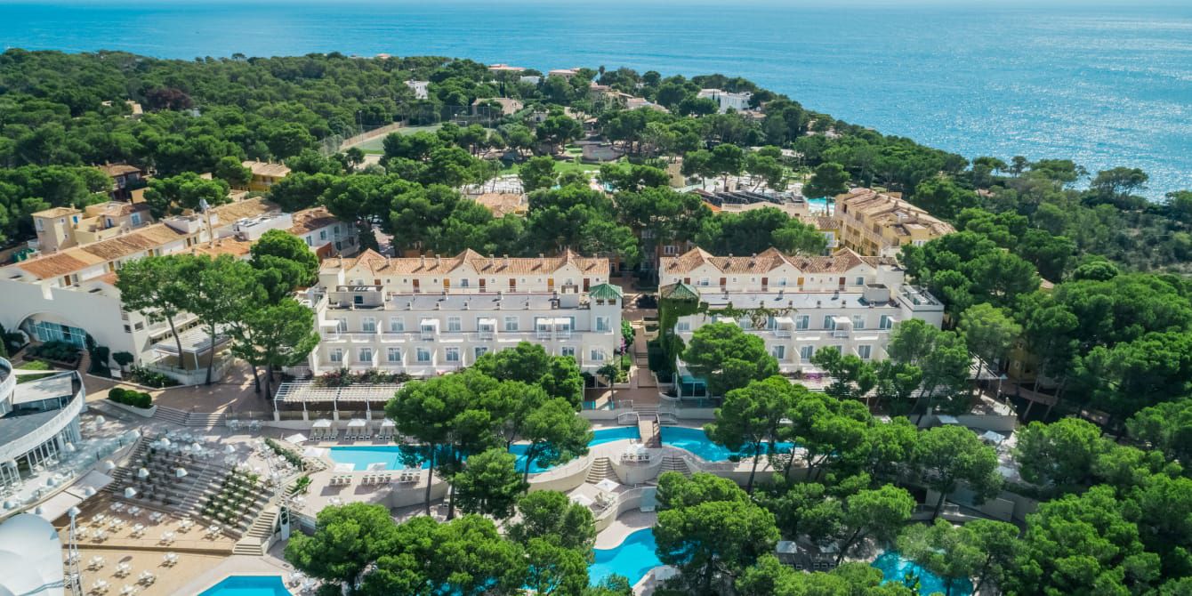Aerial view of beachfront resort