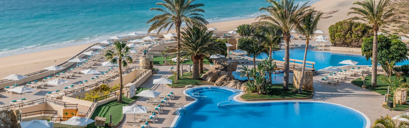 Aerial view of beachfront resort