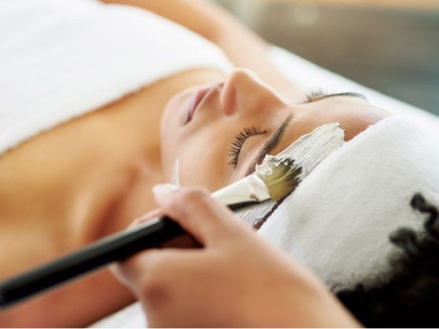 Woman getting facial