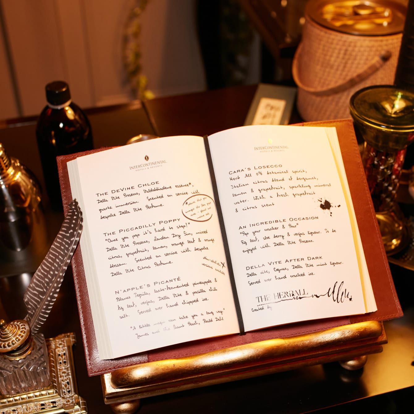 an open book with menu and drink descriptions