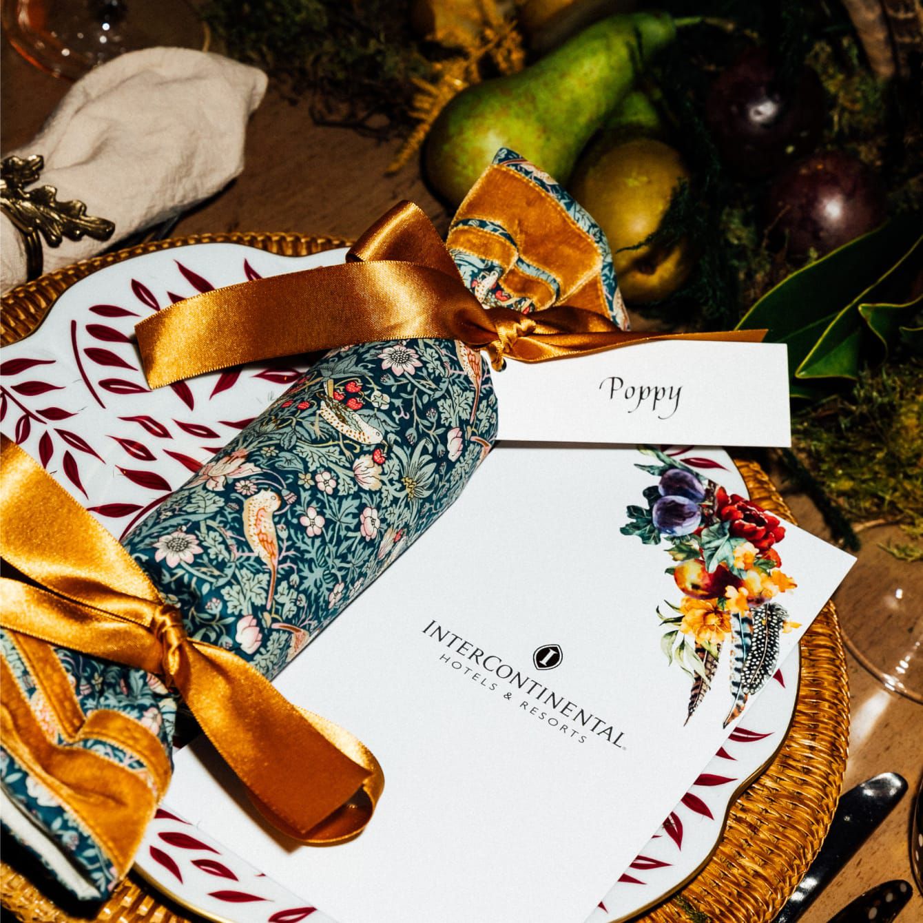 place setting with name card and menu