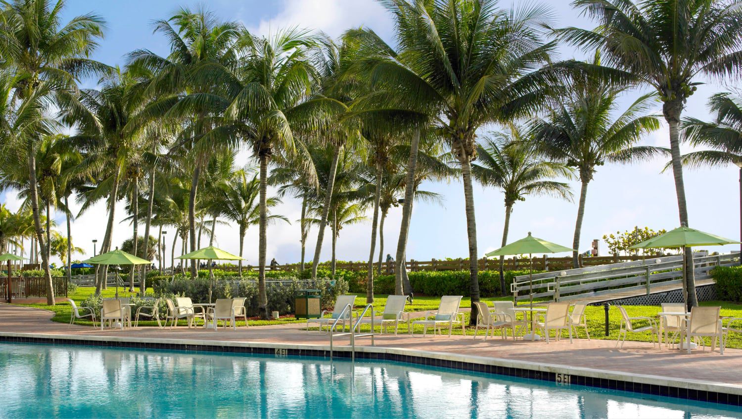 A breezy warm day poolside on Miami beach