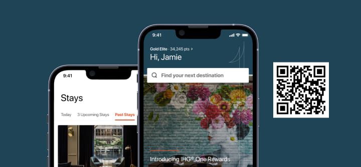 IHG 优悦会应用程序截图和二维码图像