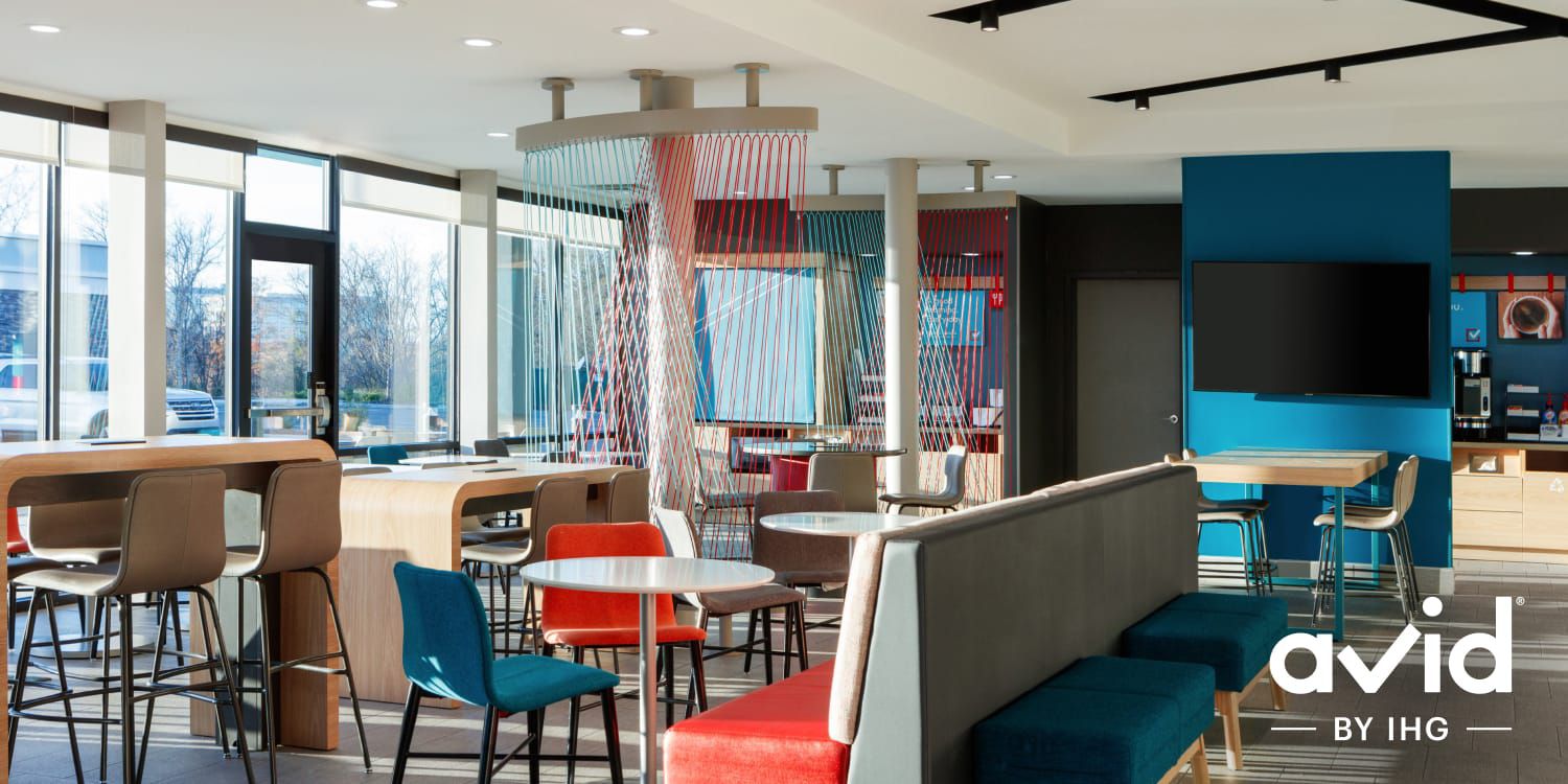 Restaurant seating area with modern decor