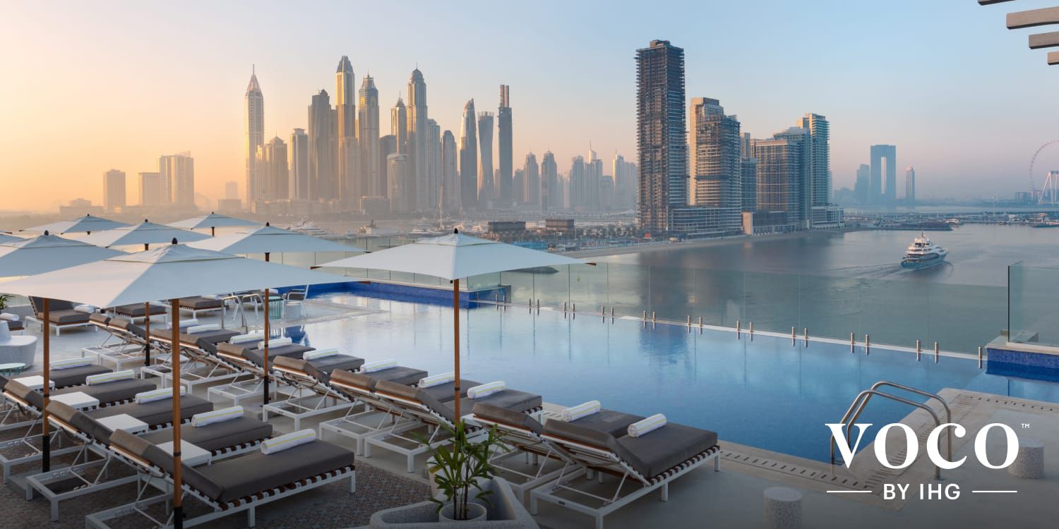 Rooftop pool with skyline view