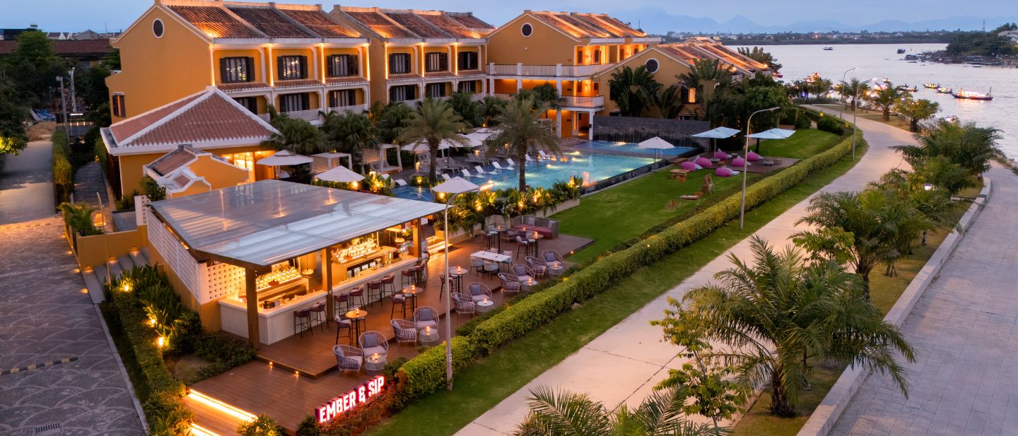 Alfresco restaurant dining area overlooking the river