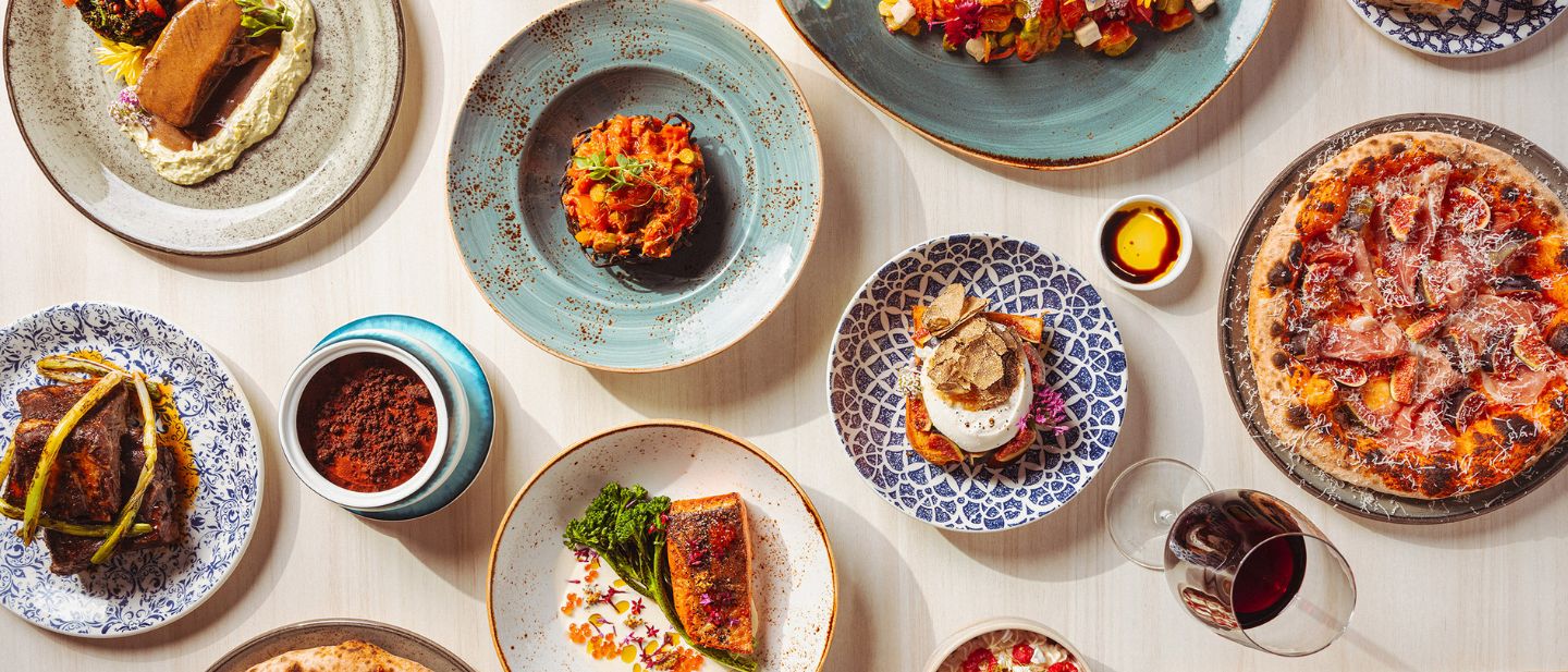 A flatlay food shot from il Cielo Restaurant