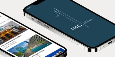 Phone screens with IHG One Rewards app