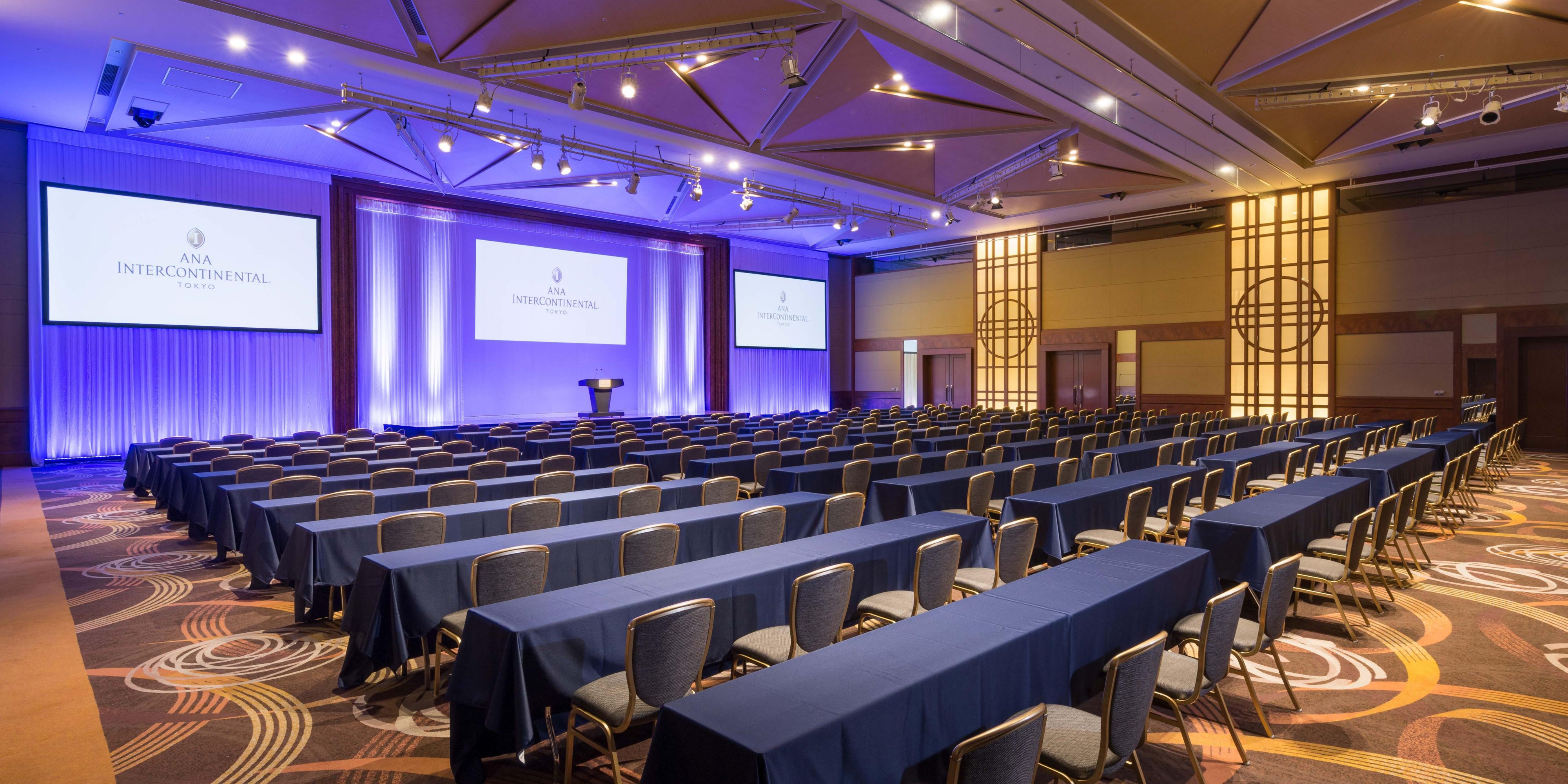 ANA InterContinental Tokyo offers 22 versatile venues, including the renowned Prominence Ballroom, mid-size suites, bright sky-high spaces on the 37th floor, and a dedicated small-meetings center. Combined with our event team's expertise and the hotel's acclaimed cuisine, these facilities provide the ideal setting for a successful event.