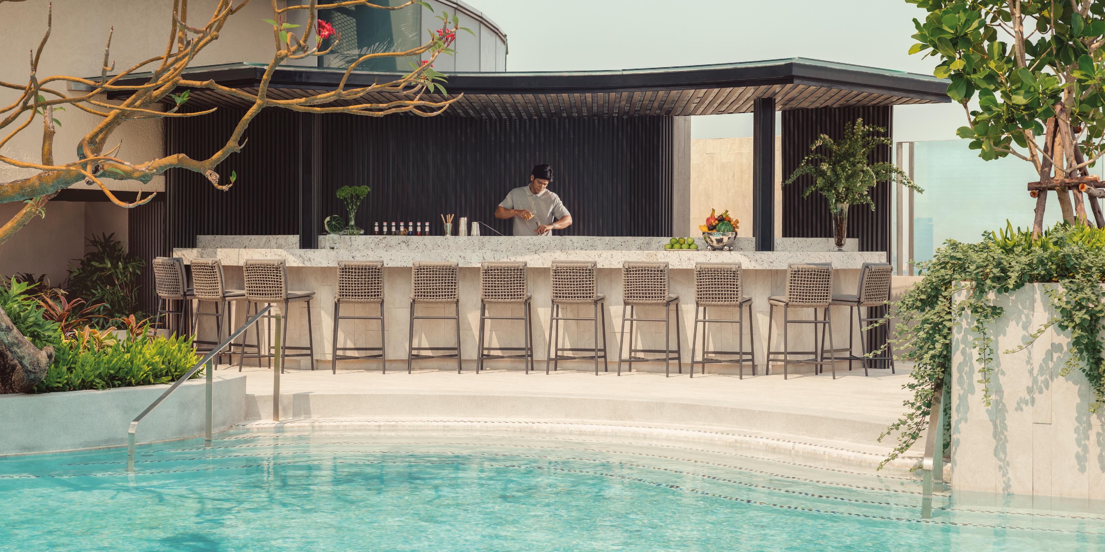 Dive into relaxation at InterContinental Bangkok’s rooftop pool, a serene oasis 37 stories above the bustling city. Enjoy a refreshing swim in the free-form pool while soaking in panoramic views. Unwind with signature cocktails and light bites from the Oasis Pool Bar, making it the perfect escape in the heart of Bangkok.