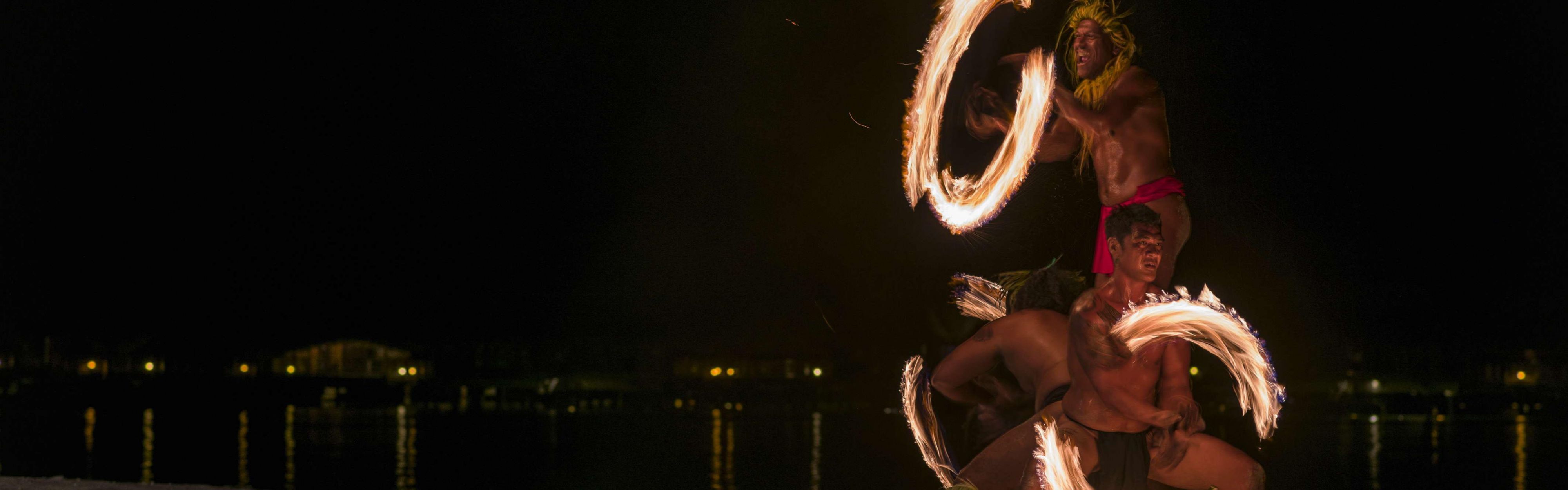 Fire dancers on the resort beach