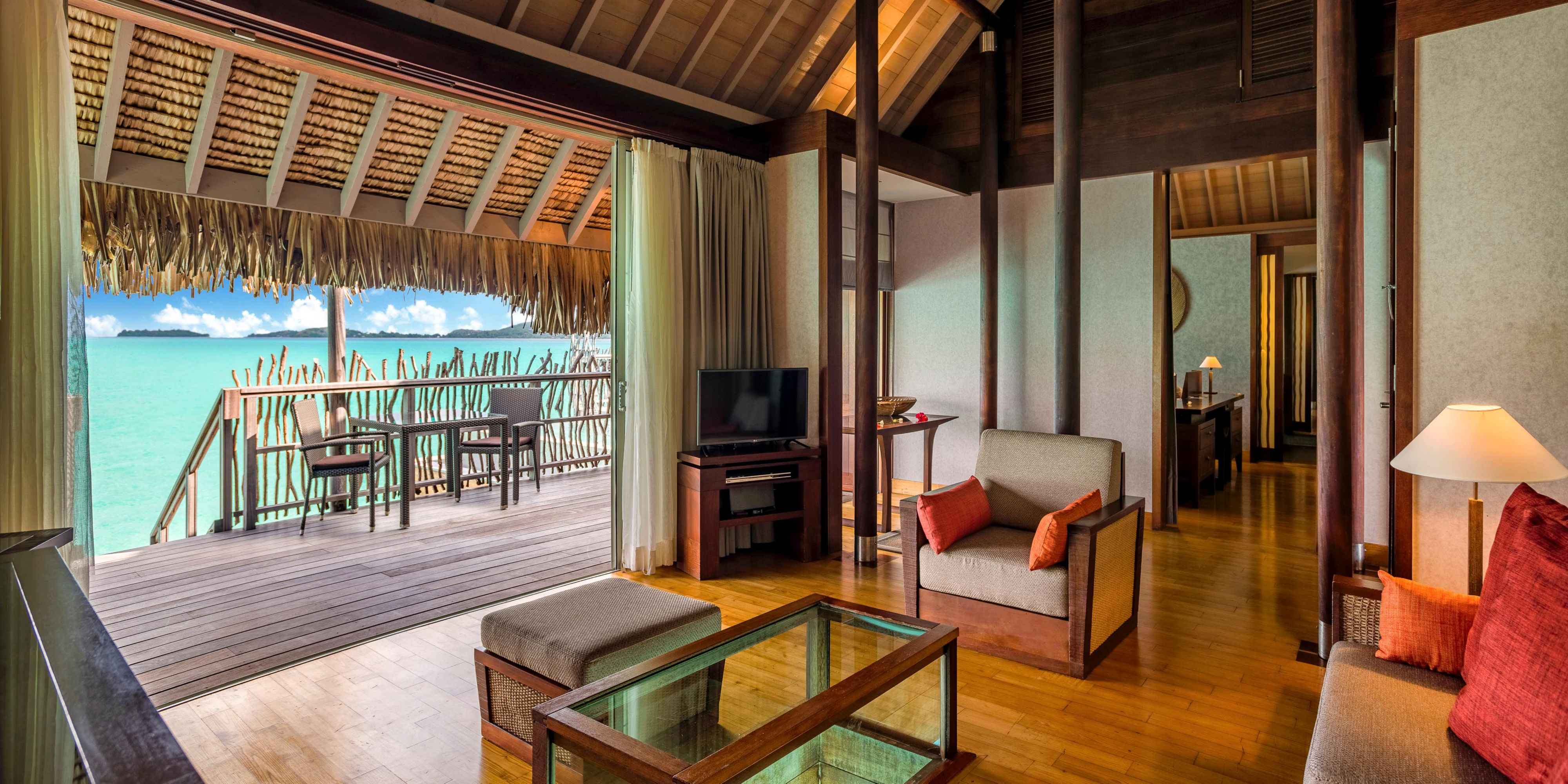 View of a Living Room in a Pool Overwater Villa