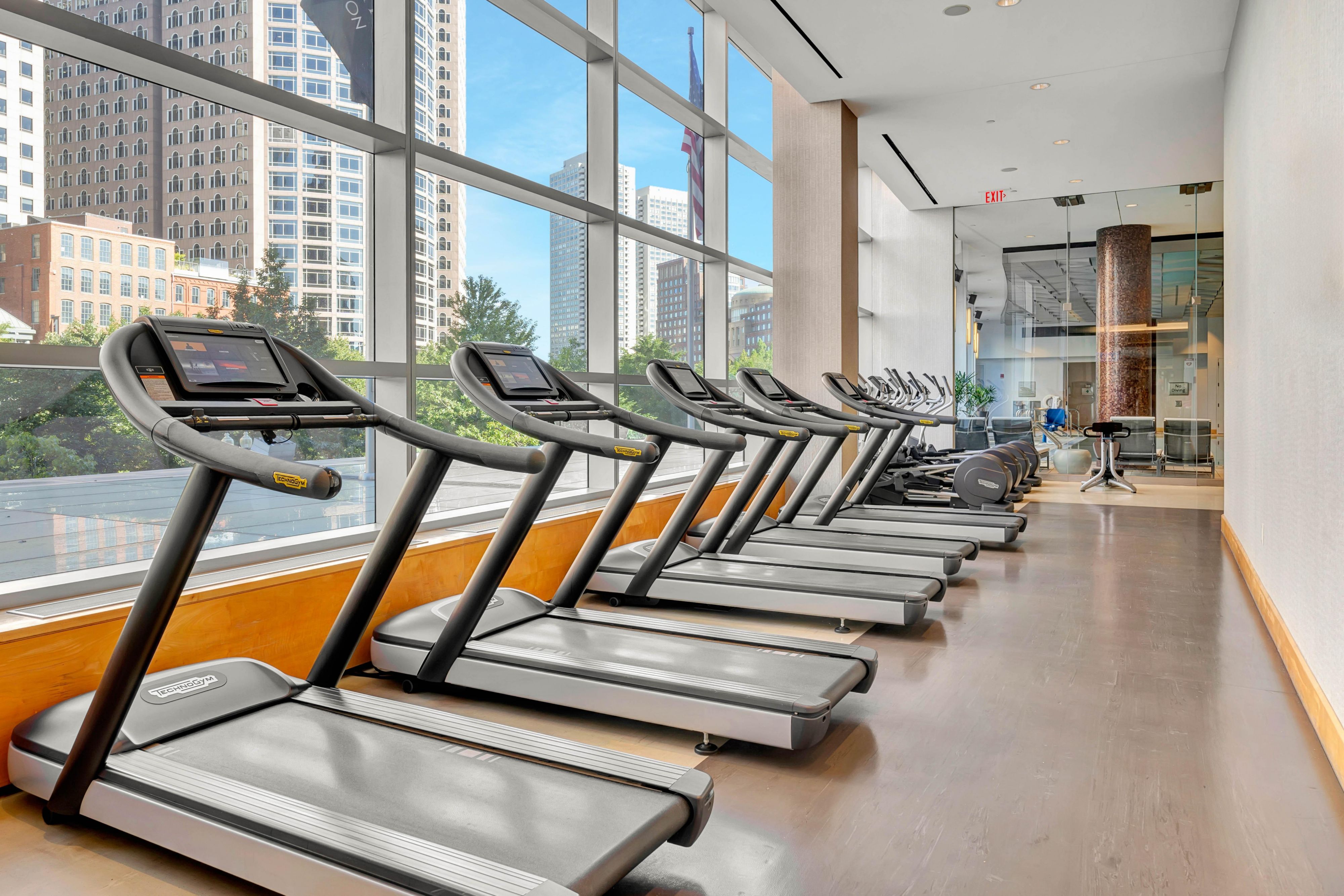 Free weights at the InterContinental Boston fitness center 