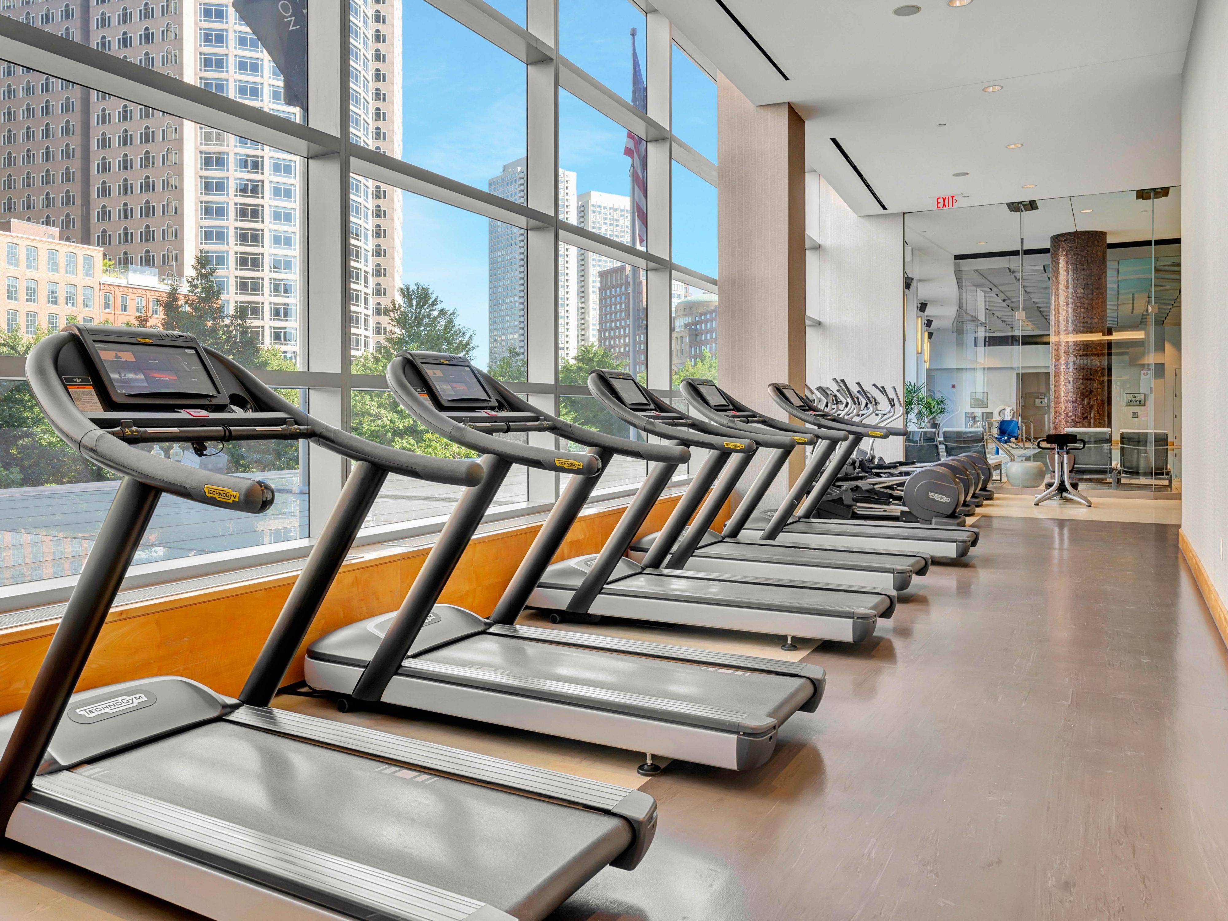 Aerobic machines in our Boston hotel fitness center