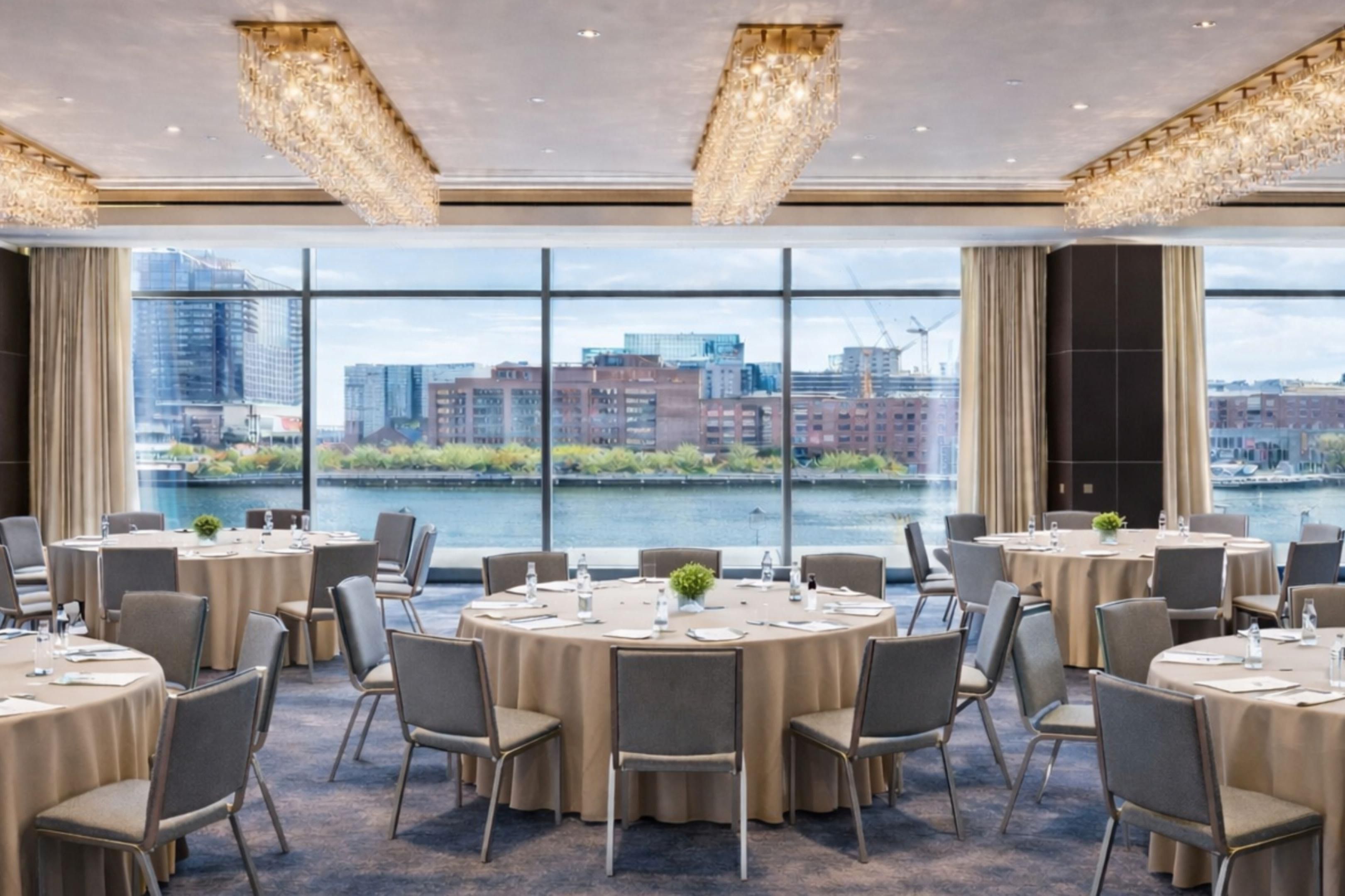 Meeting room with a view of Boston.