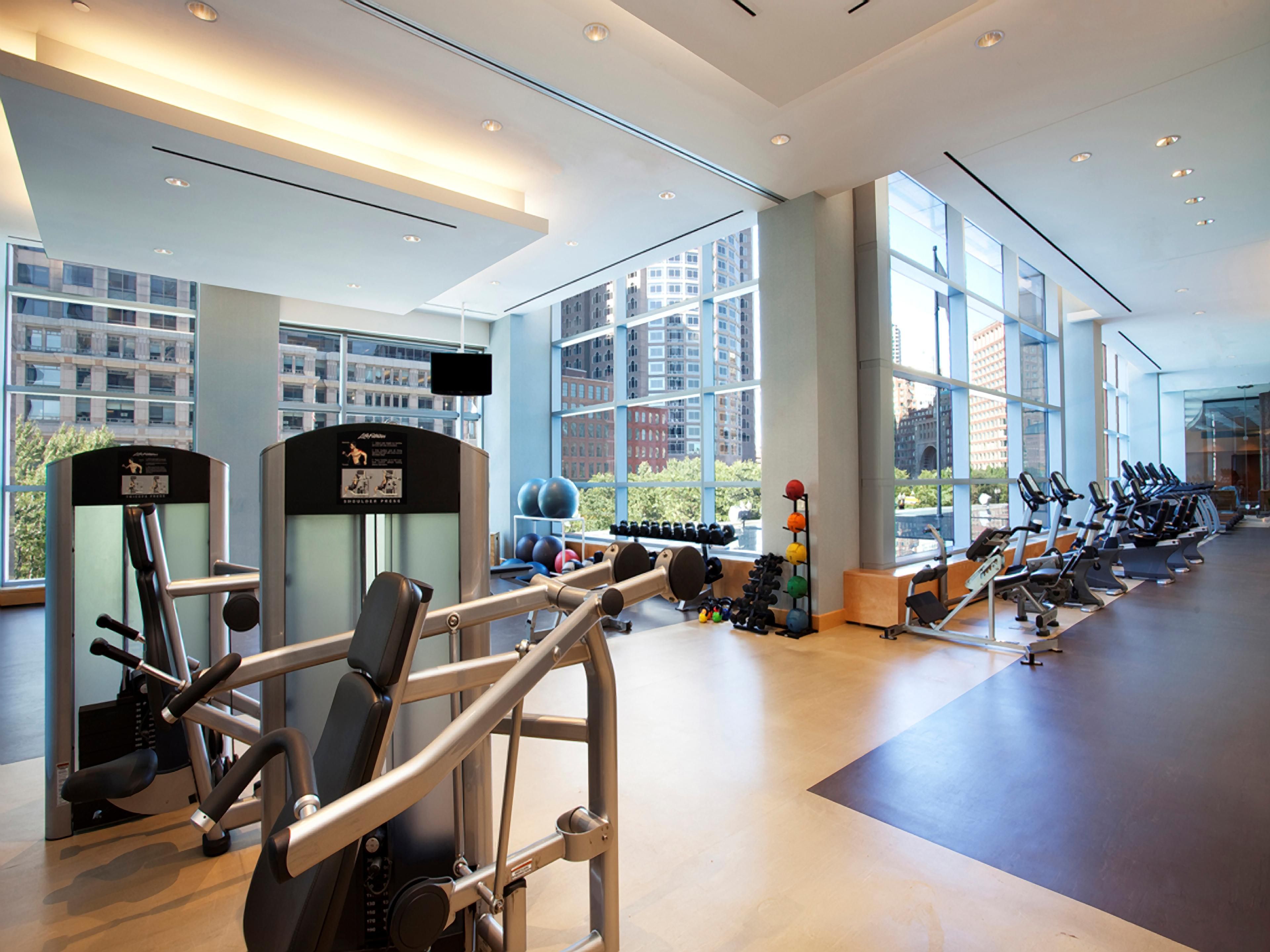 Aerobic machines in our Boston hotel fitness center