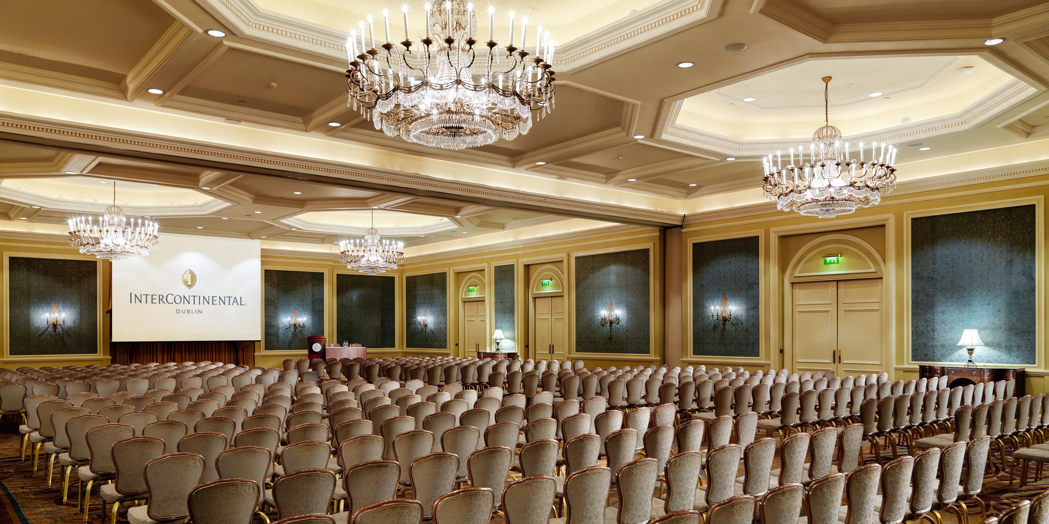 Host your next meeting or events at InterContinental Dublin. Our elegant spaces cater to everything from intimate social gatherings to large conferences. Attendees will benefit from state-of-the-art technology, natural light-filled rooms, and breathtaking garden views. Our expert planners will handle every detail of your event.