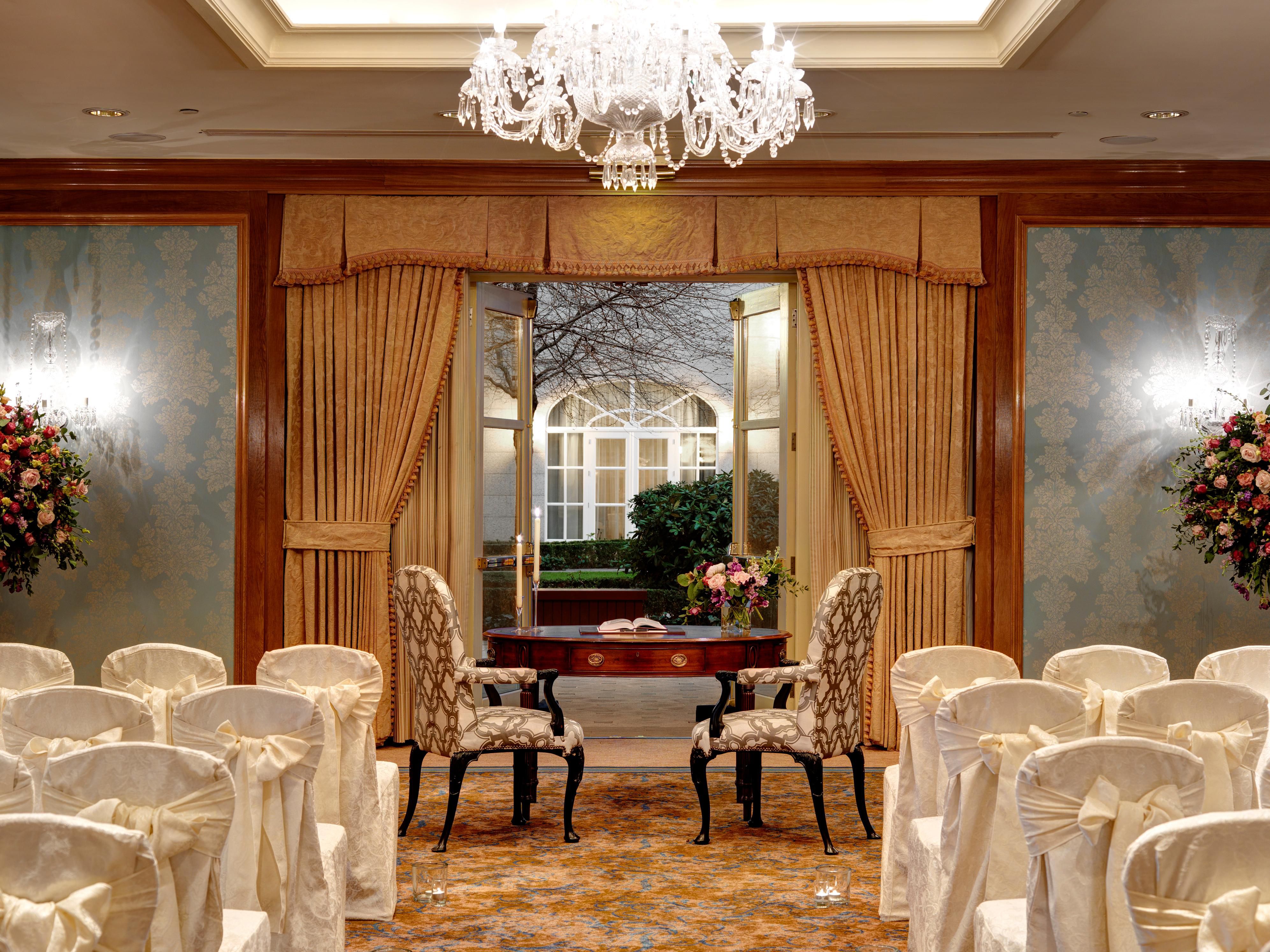 Reception room with formal chairs