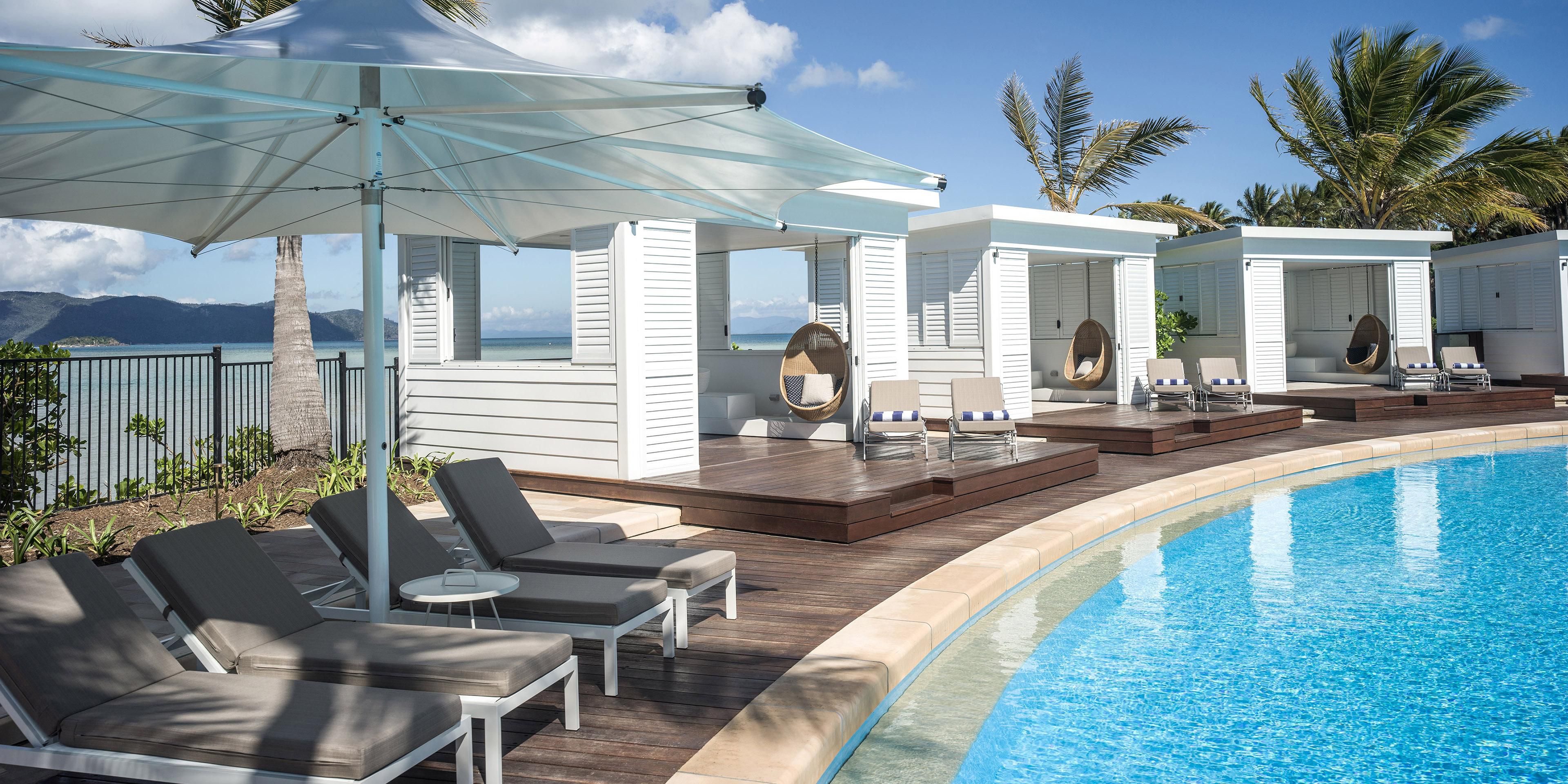 Nearby the Infinity Pool and Hayman Pool, the Poolside Cabanas are an ideal private abode with contemporary comfort, ocean views, and sundeck space. Rediscover relaxation for the day and indulge in Pan-Asian delights from Bam Bam or California-Mexican cuisine from Aqua.

