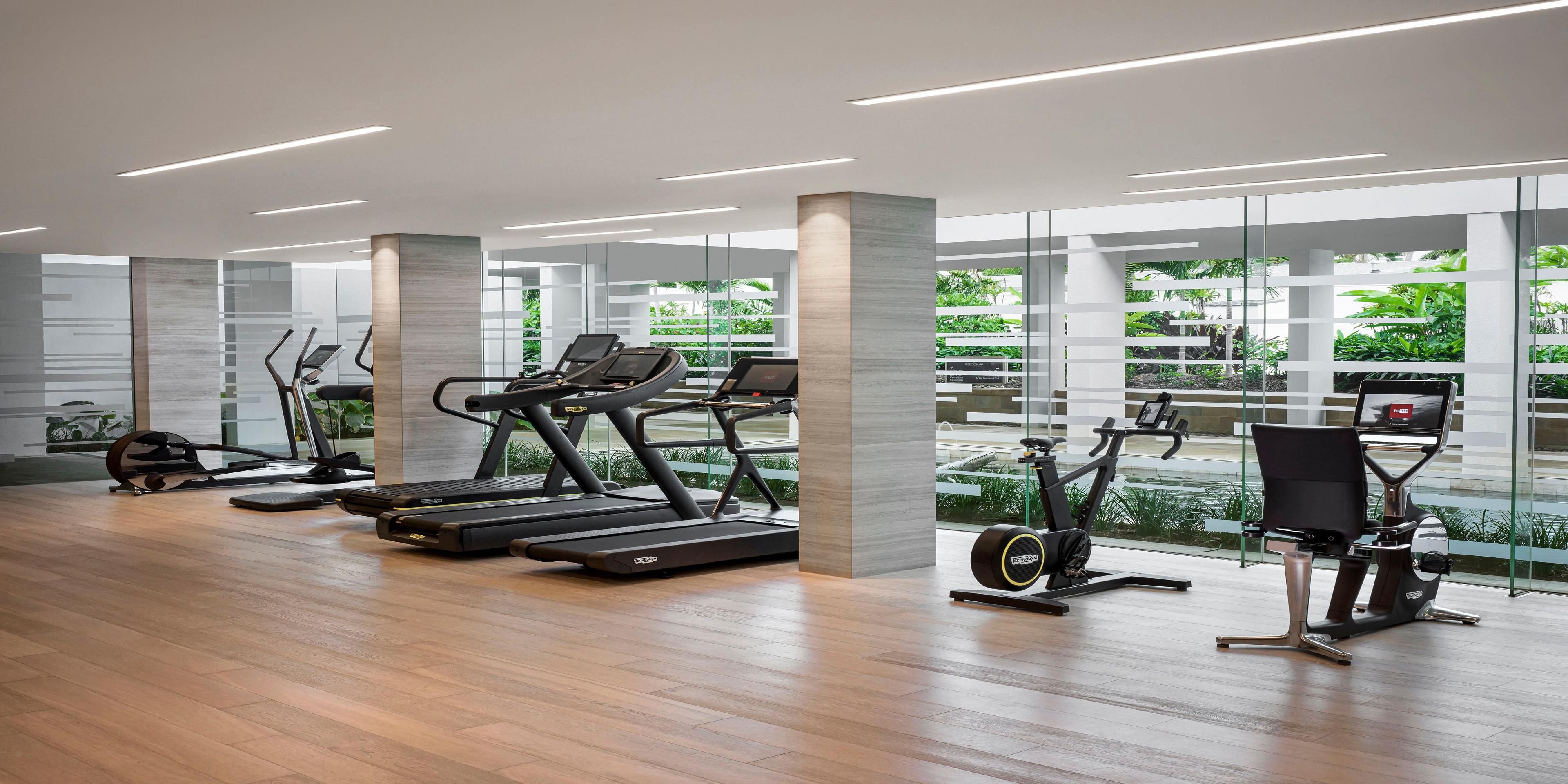 Build balance and strength at our exclusive island Fitness Centre, open 24 hours daily. Our facility features a fully equipped gym with free weights, machine weights, and cardio equipment, as well as a dedicated group fitness area offering Pilates, yoga, and meditation classes.