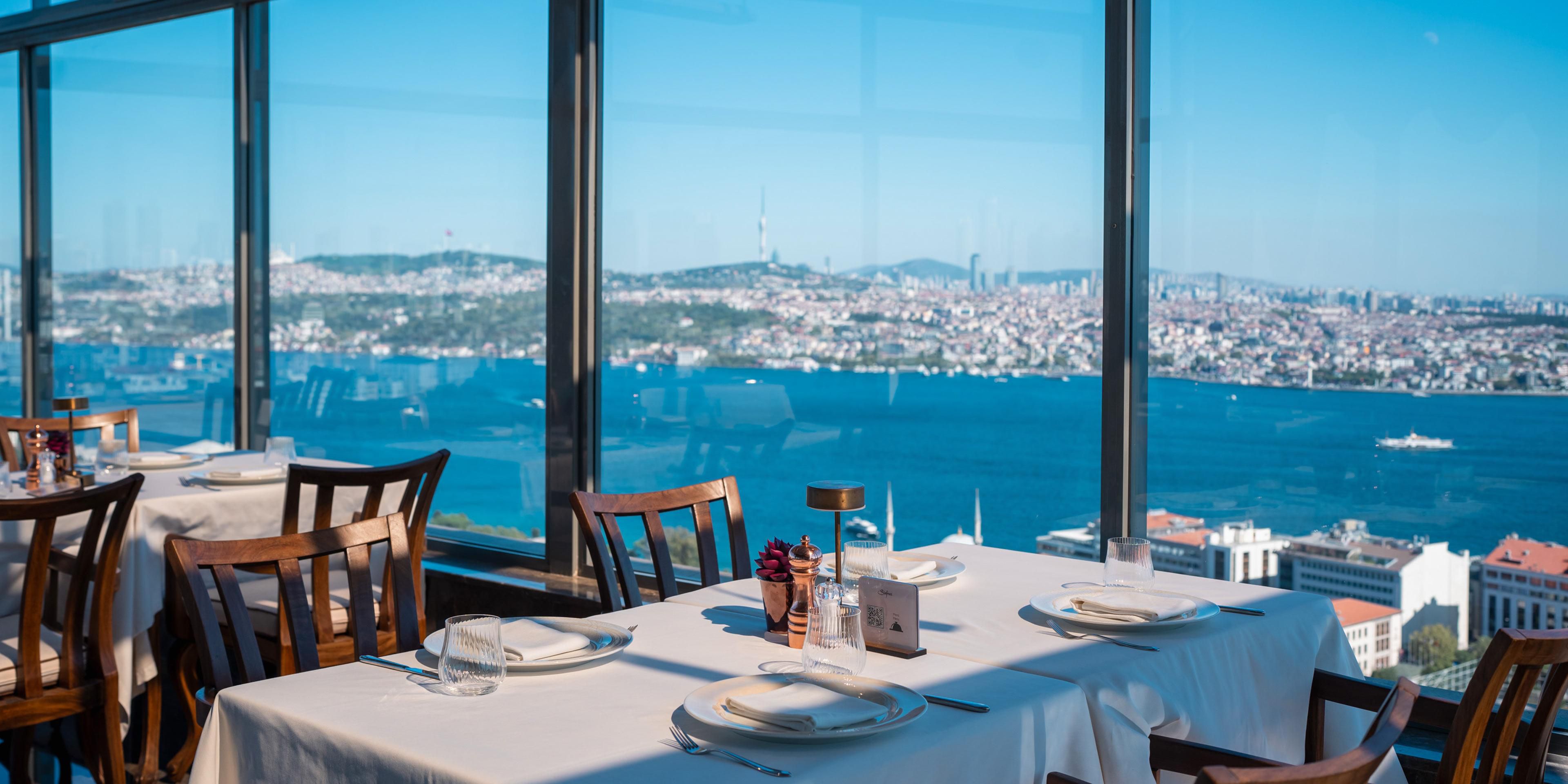 Awarded by the ‘Academie Internationale de la Gastronomie,’ Safran Restaurant offers the finest flavors of Turkish cuisine in an elegant setting with breathtaking view of the Bosphorus. You are invited to discover the unique culinary experience accompanied by the spectacular scenery located on the N floor. 
